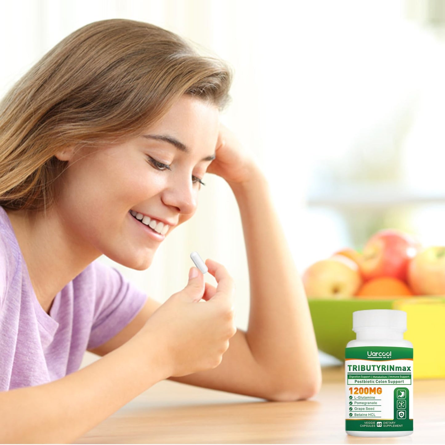 Uarcool TRIBUTYRINmax Supplement 1200mg for Gut Health Capsules, 180 Capsules