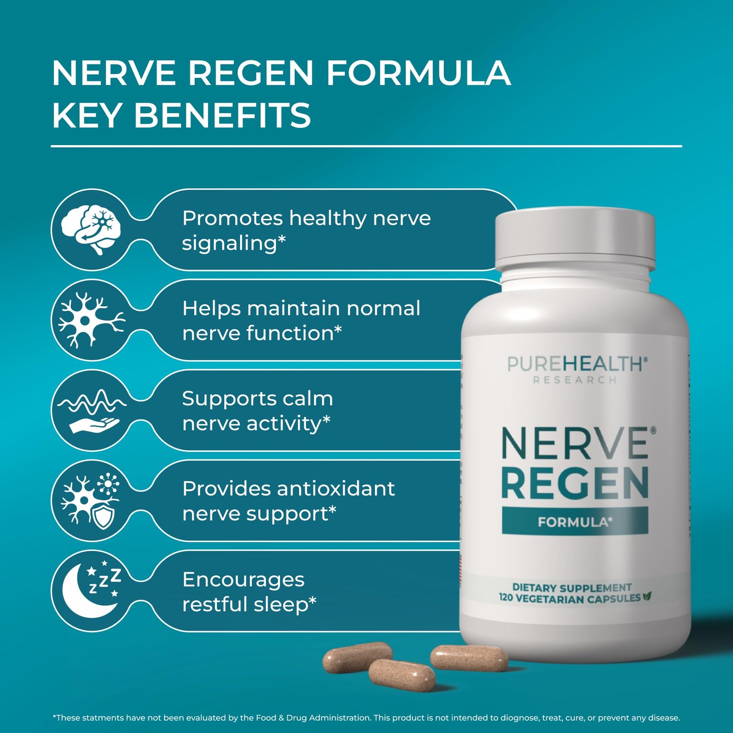 PureHealth Research Nerve Regen Formula Nerve Support Supplement Capsule, 360 Count