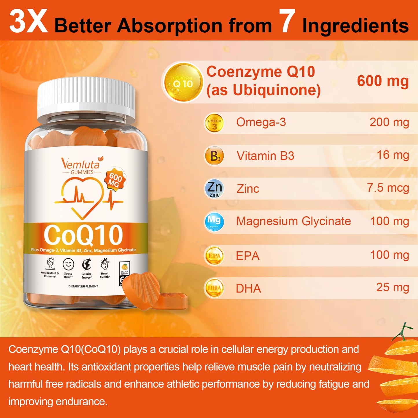 Vemluta CoQ10 Gummies, 120 Count