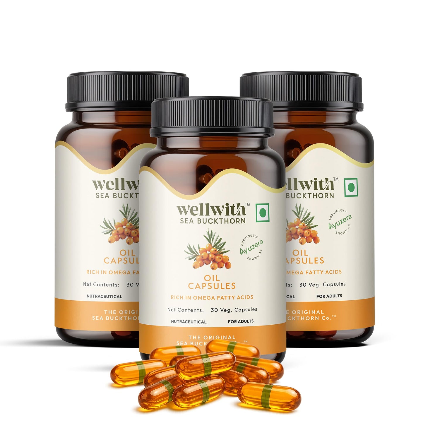 Wellwith Himalayan Sea Buckthorn Berry Oil 500mg Capsules, 90 Capsules