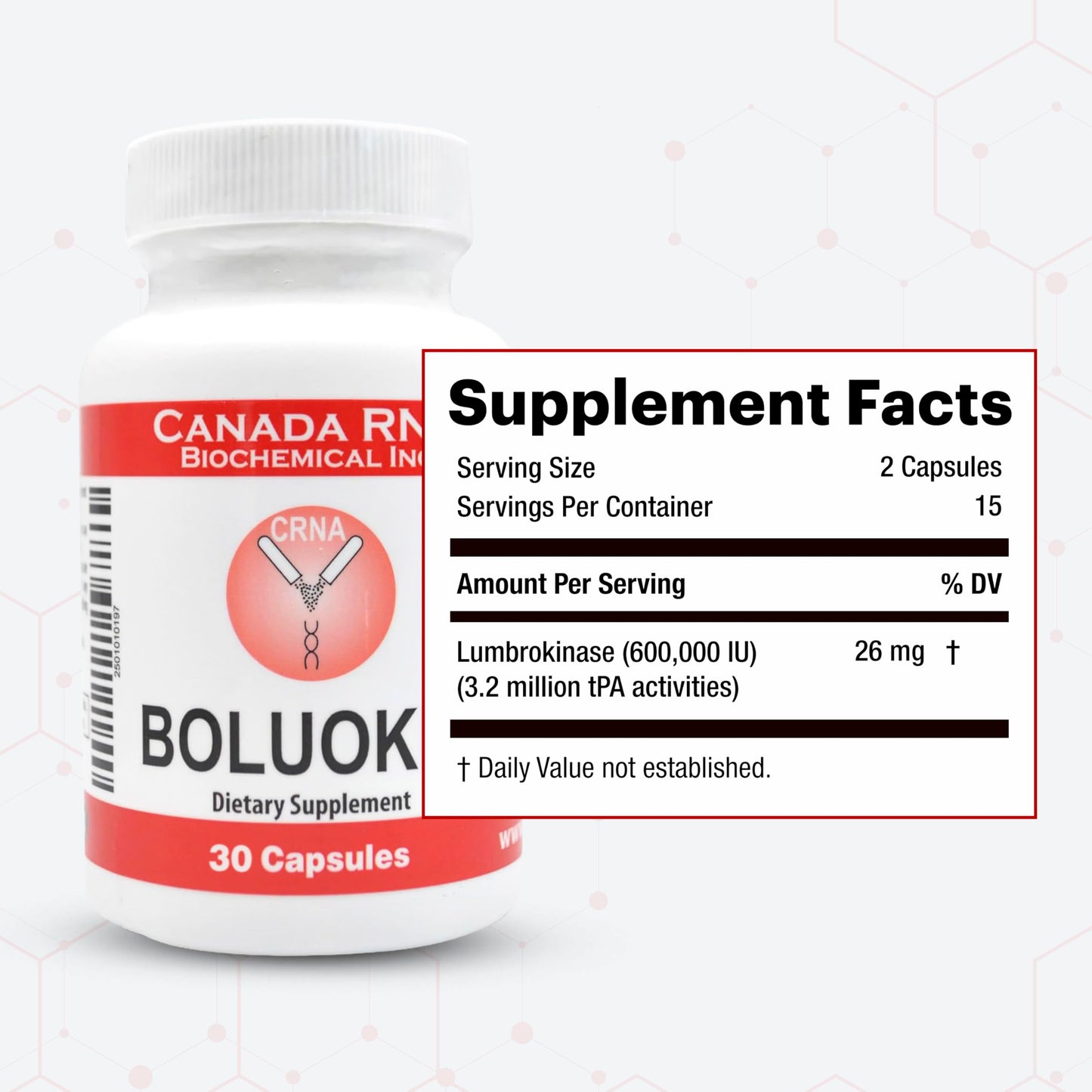 Boluoke RNA Lumbrokinase Enzyme Supplement Capsule, 30 Capsules