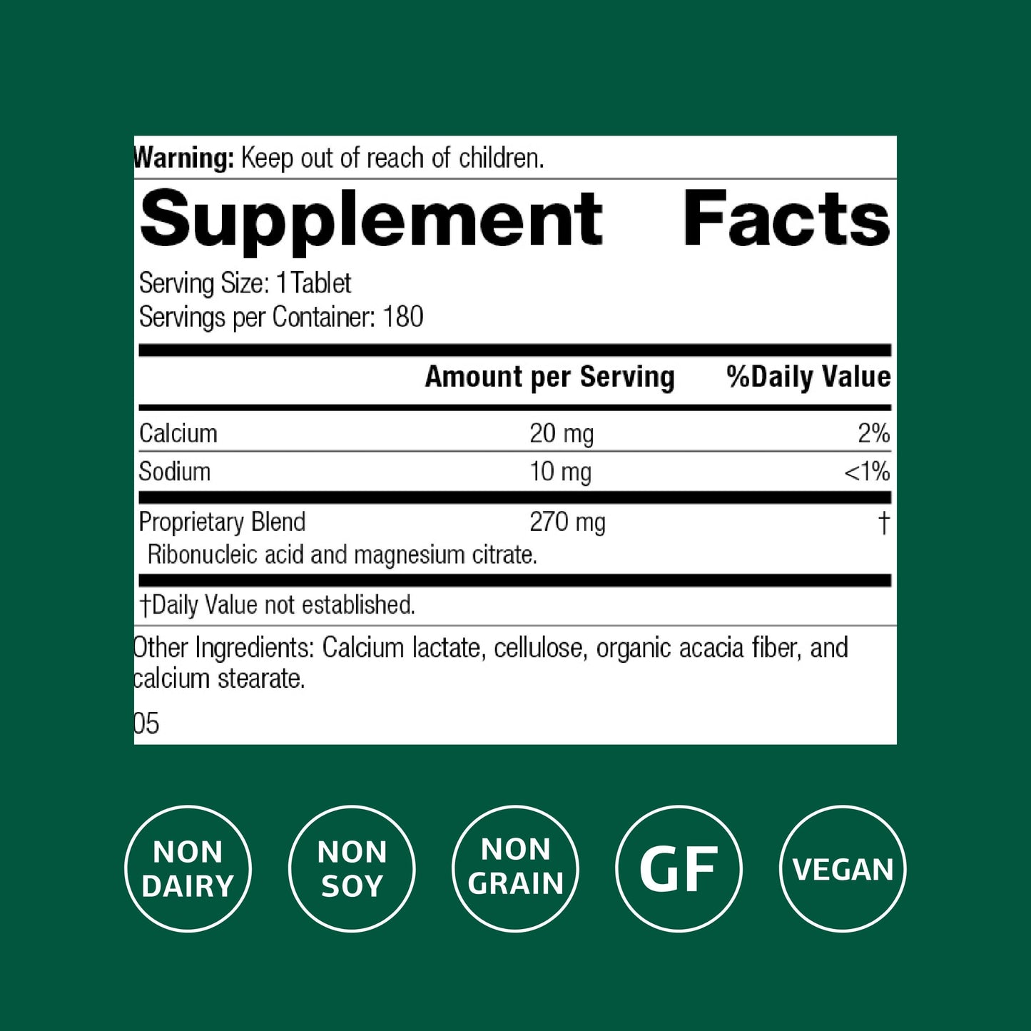 Standard Process Inc. Ribonucleic Acid RNA for Cell Development 180 Tablets