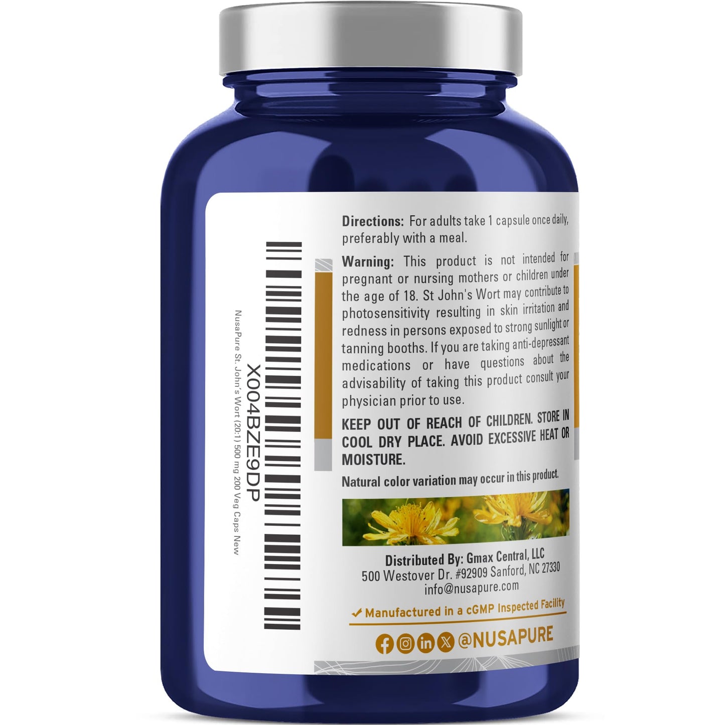 NusaPure St. John's Wort 500mg Capsule, 200 Capsules