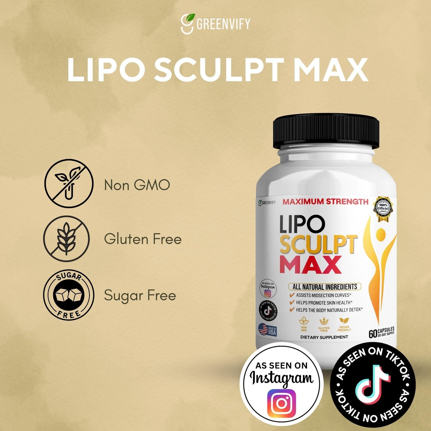 GREENVIFY Lipo Sculpt Max Maximum Strength Dietary Supplement Capsules 60