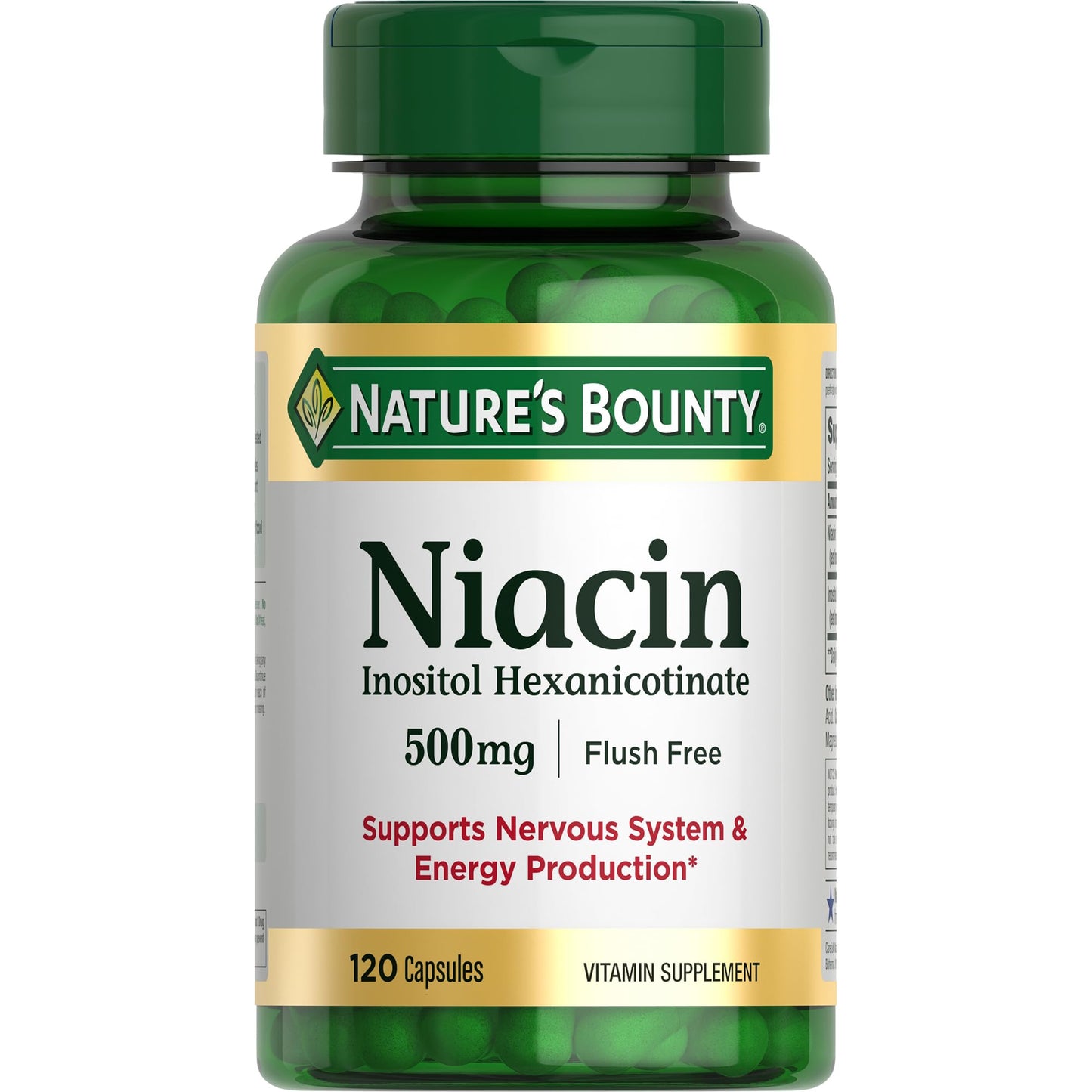 Nature's Bounty Niacin 500mg Flush Free Capsules 120 Count