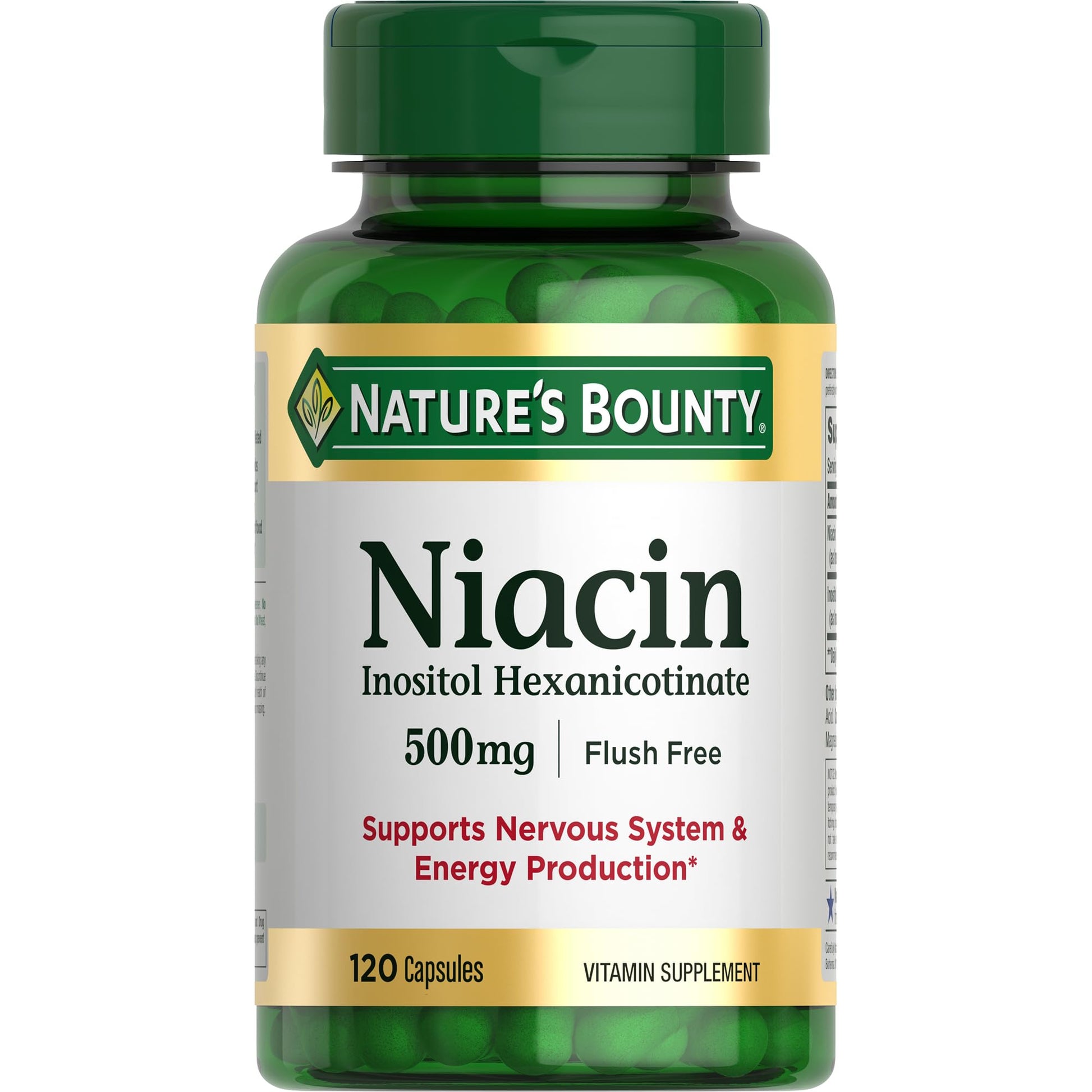 Nature's Bounty Niacin 500mg Flush Free Capsules 120 Count