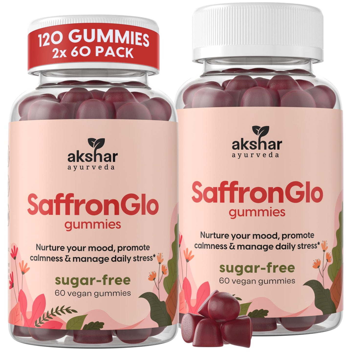 AKSHAR Ayurveda Saffron Gummies Gummy 120 Count
