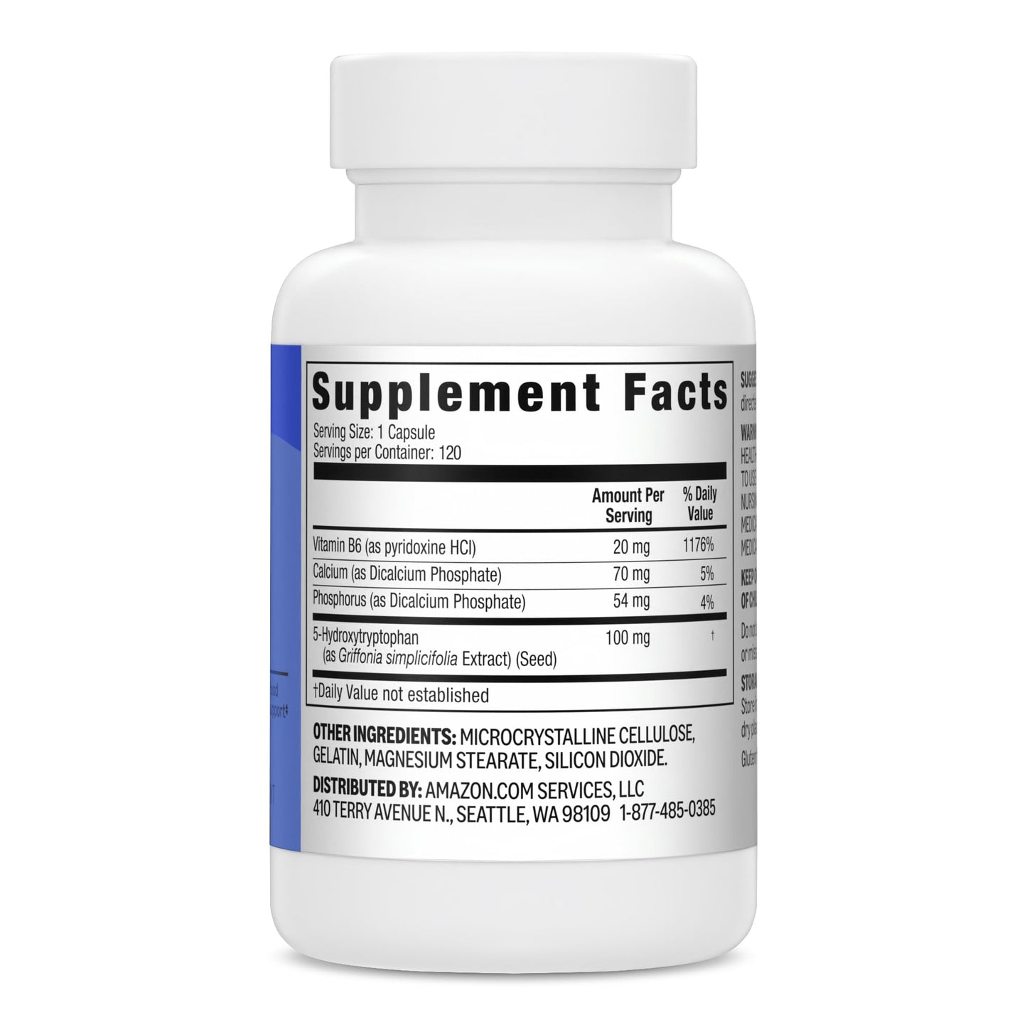 Amazon Basics 5-HTP with B6 Capsules, 100 mg, 120 Count