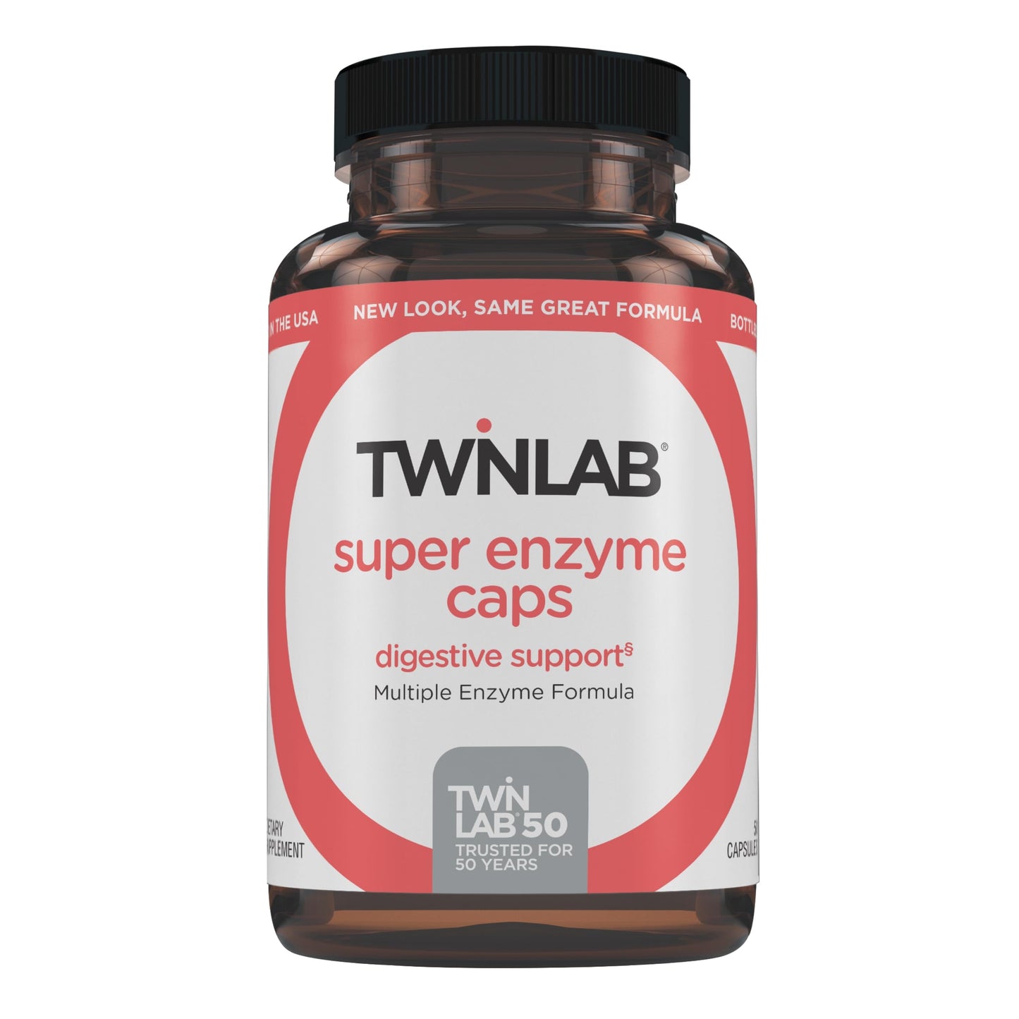 Twinlab Super Enzyme Capsule, Constipation Supplement with Digestive Enzymes, 50 Capsules