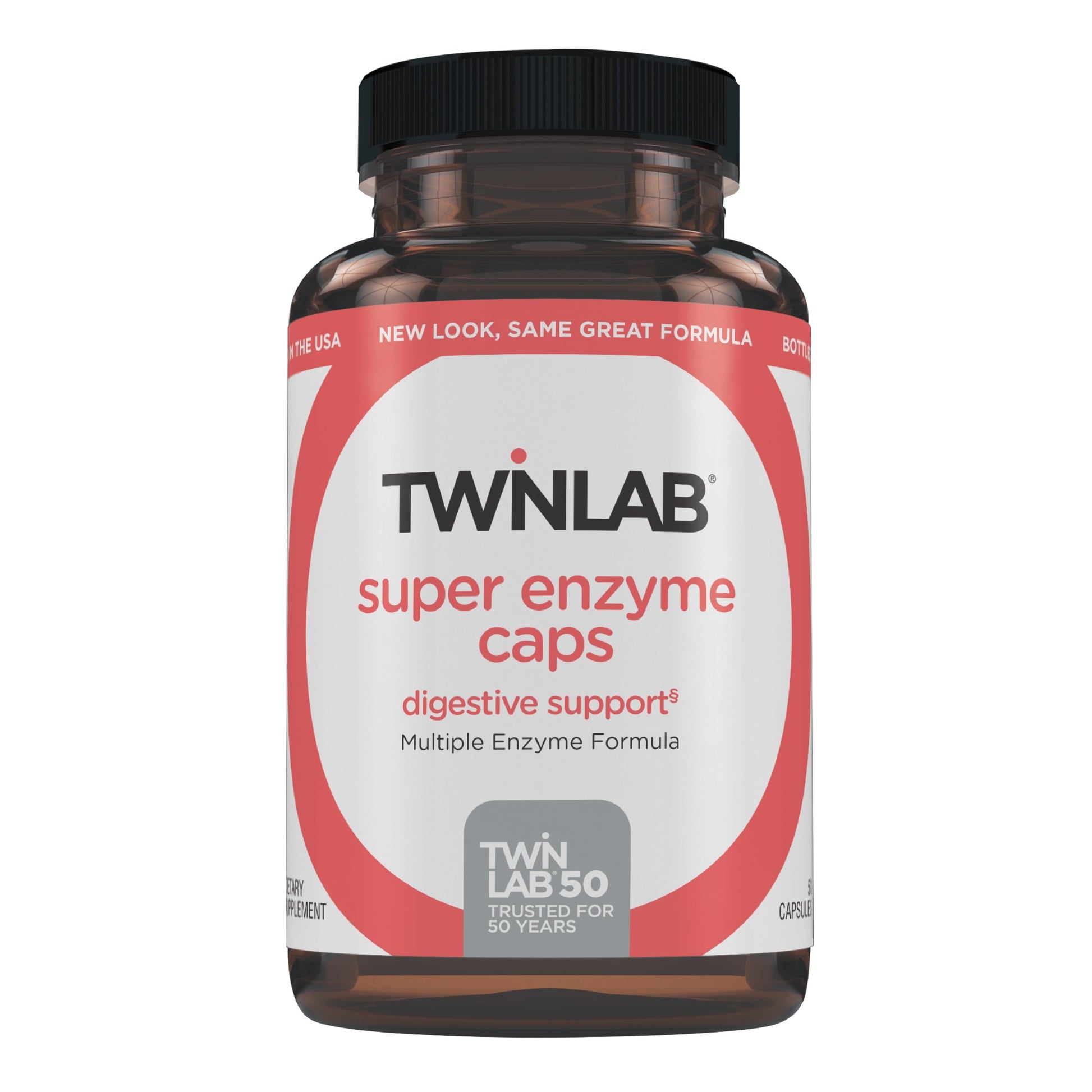 Twinlab Super Enzyme Capsule, Constipation Supplement with Digestive Enzymes, 50 Capsules