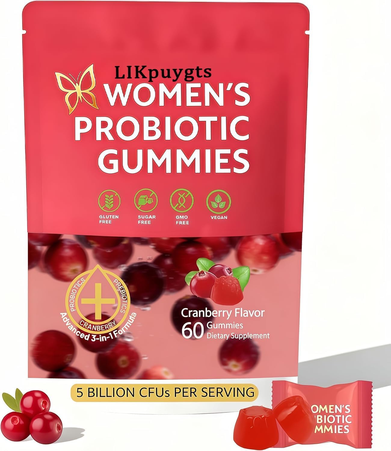 Llkpuygts Prebiotic Probiotic Gummies for Women, 60 Count