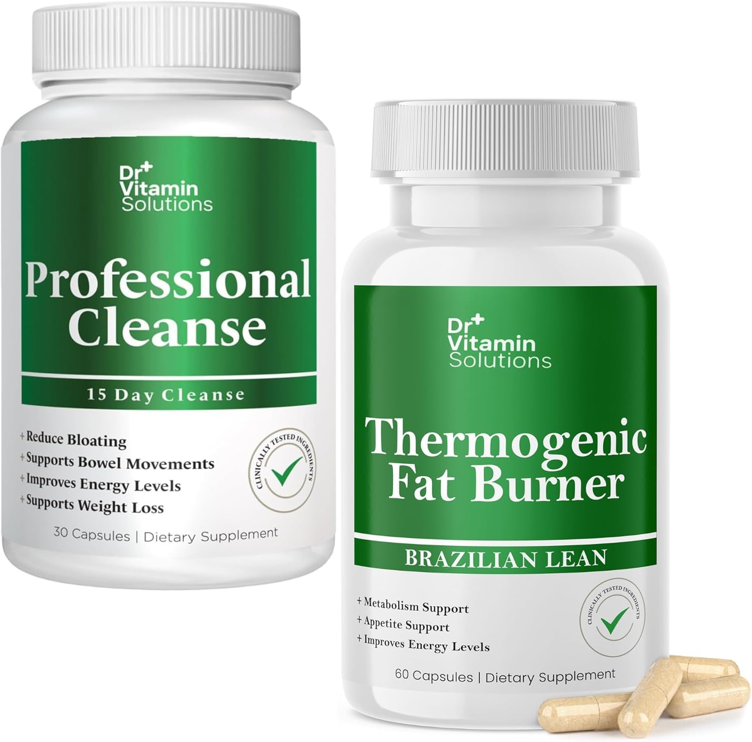 DR VITAMIN SOLUTIONS Professional Detox Cleanse and Thermogenic Fat Burner Capsules, 180 Capsules