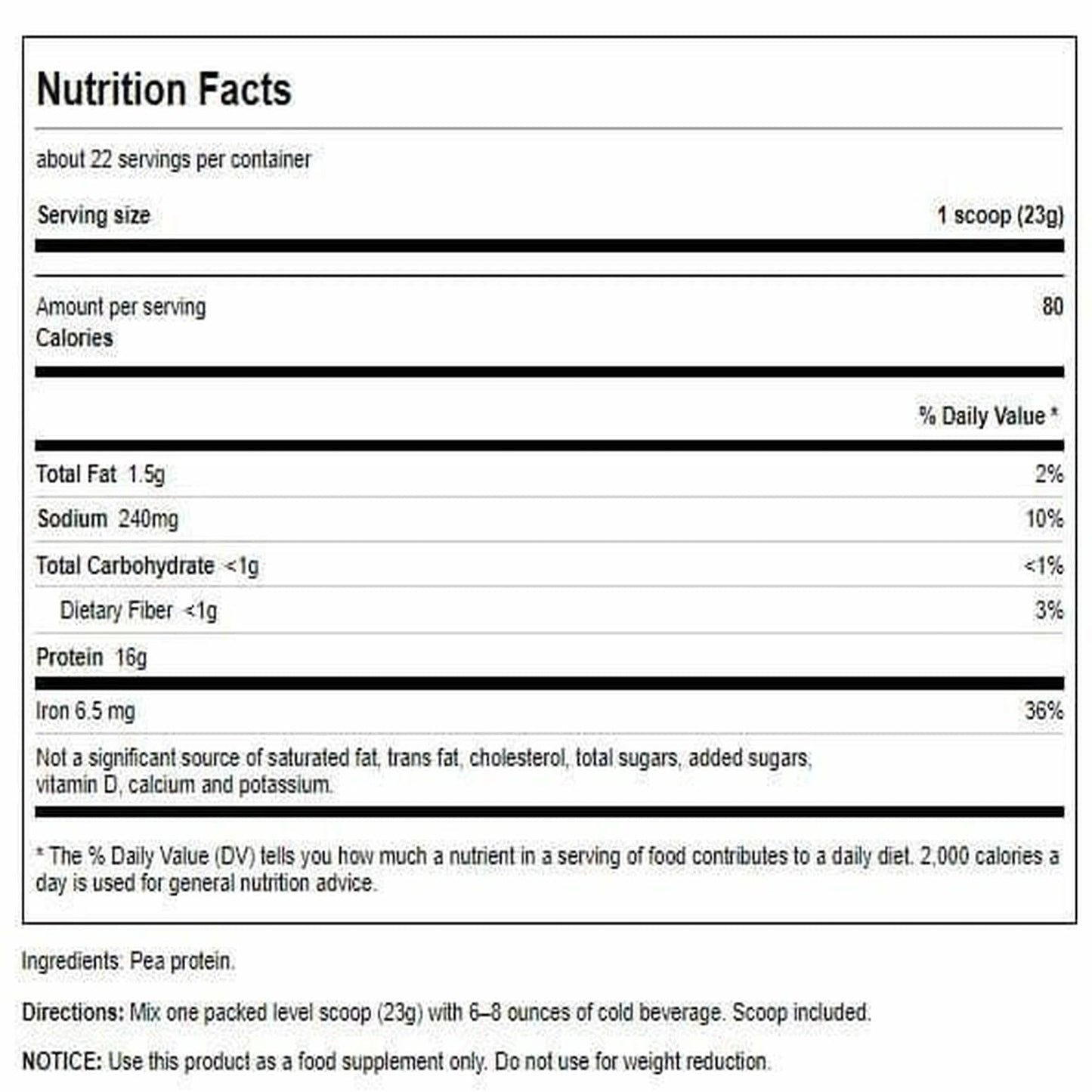 Swanson 100% Pure Pea Protein Powder 17.6 oz