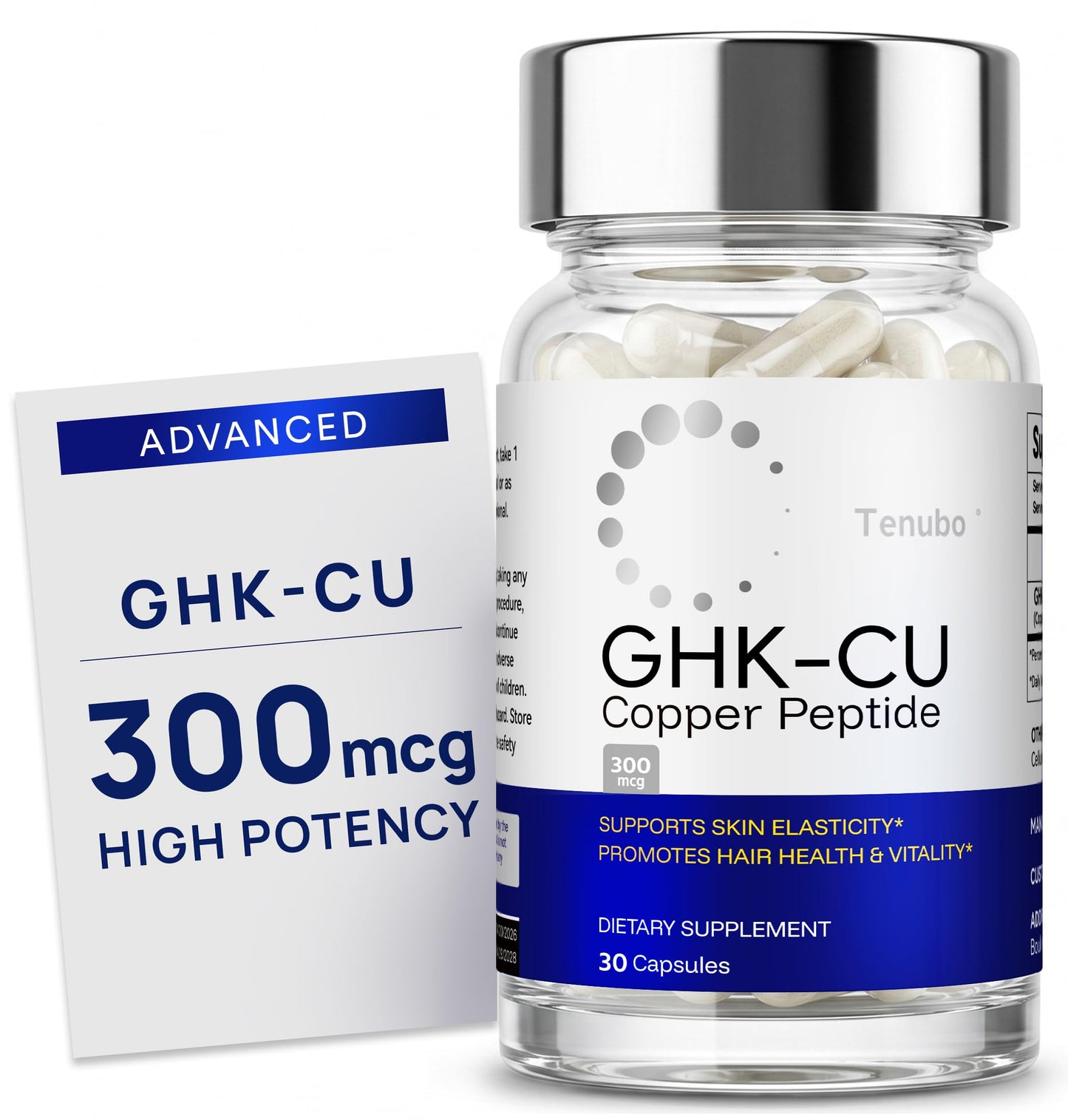 Tenubo GHK-Cu Copper Peptide 300mcg Capsules, 30 Count