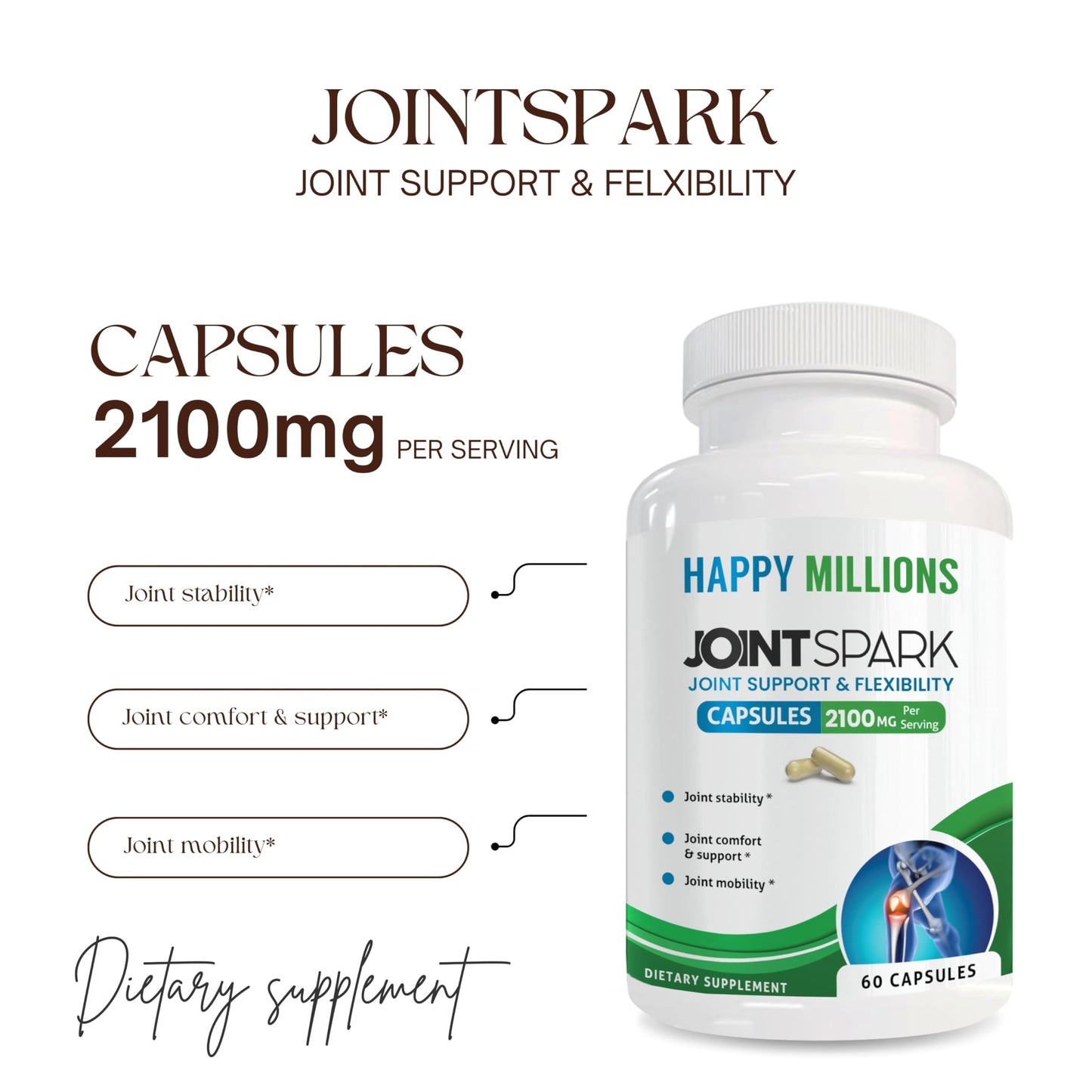 HAPPY MILLIONS JOINTSPARK Joint Support Supplement Capsules 60