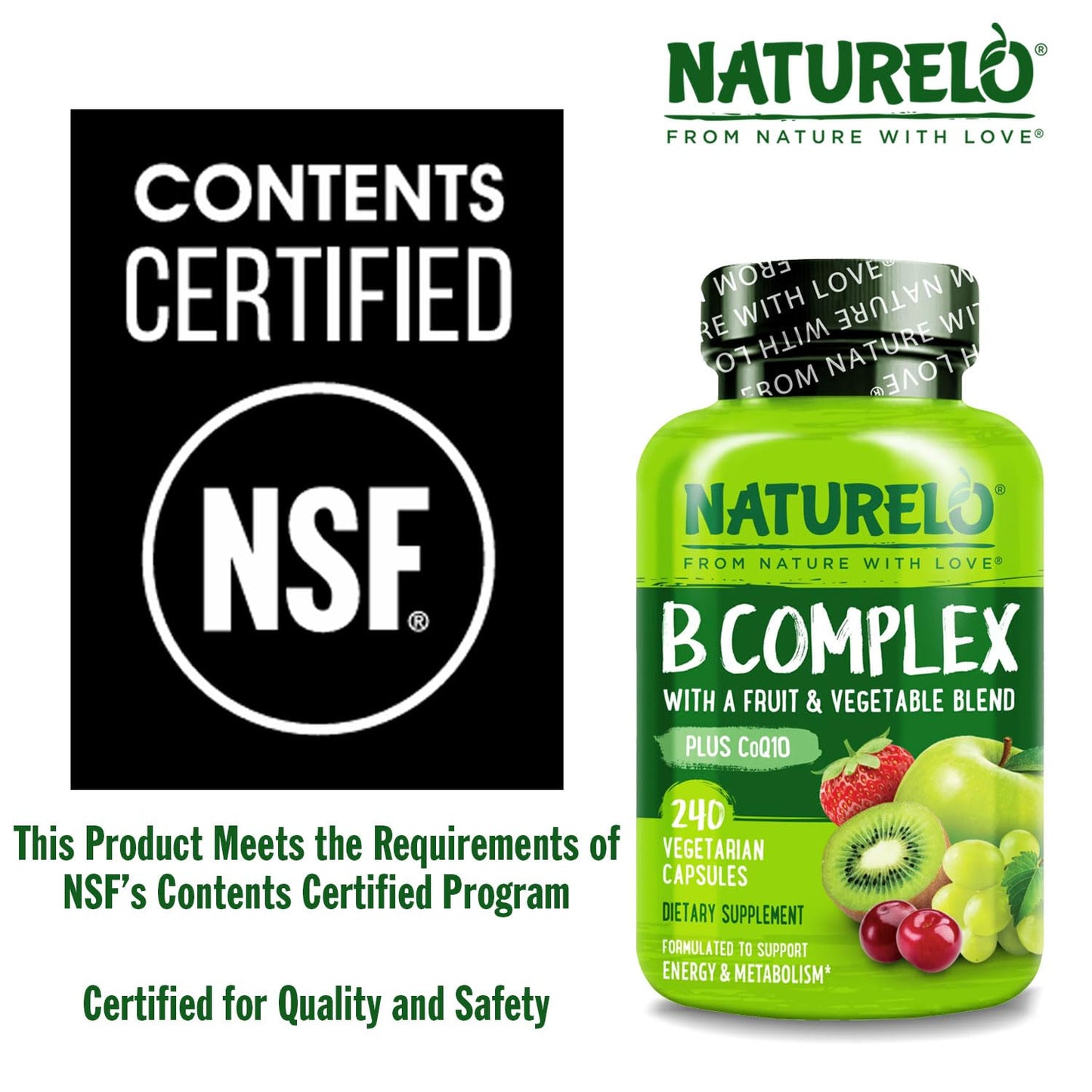 NATURELO Vitamin B Complex Capsules, 240