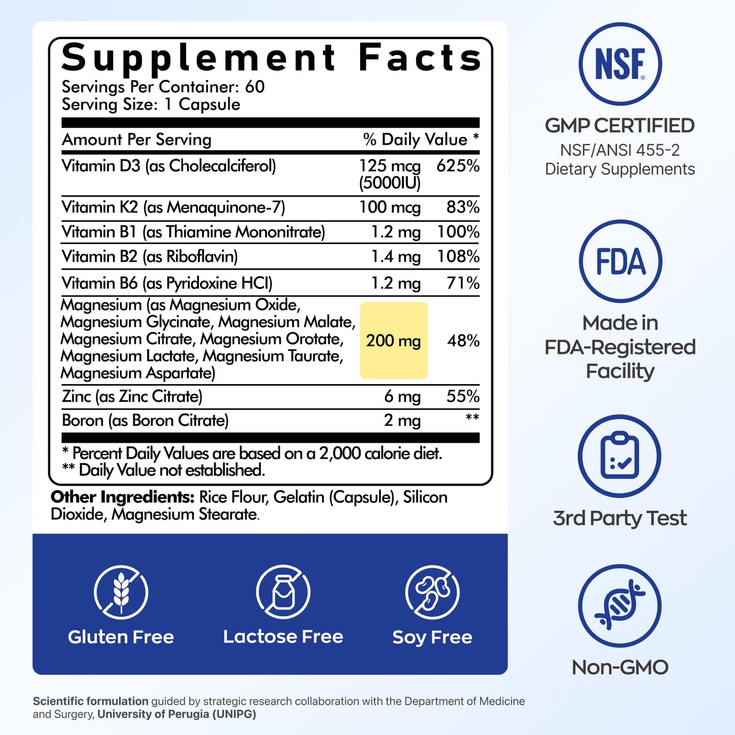 Vevoec Vitamin D3 K2 Magnesium Supplement Capsules 60 Capsules