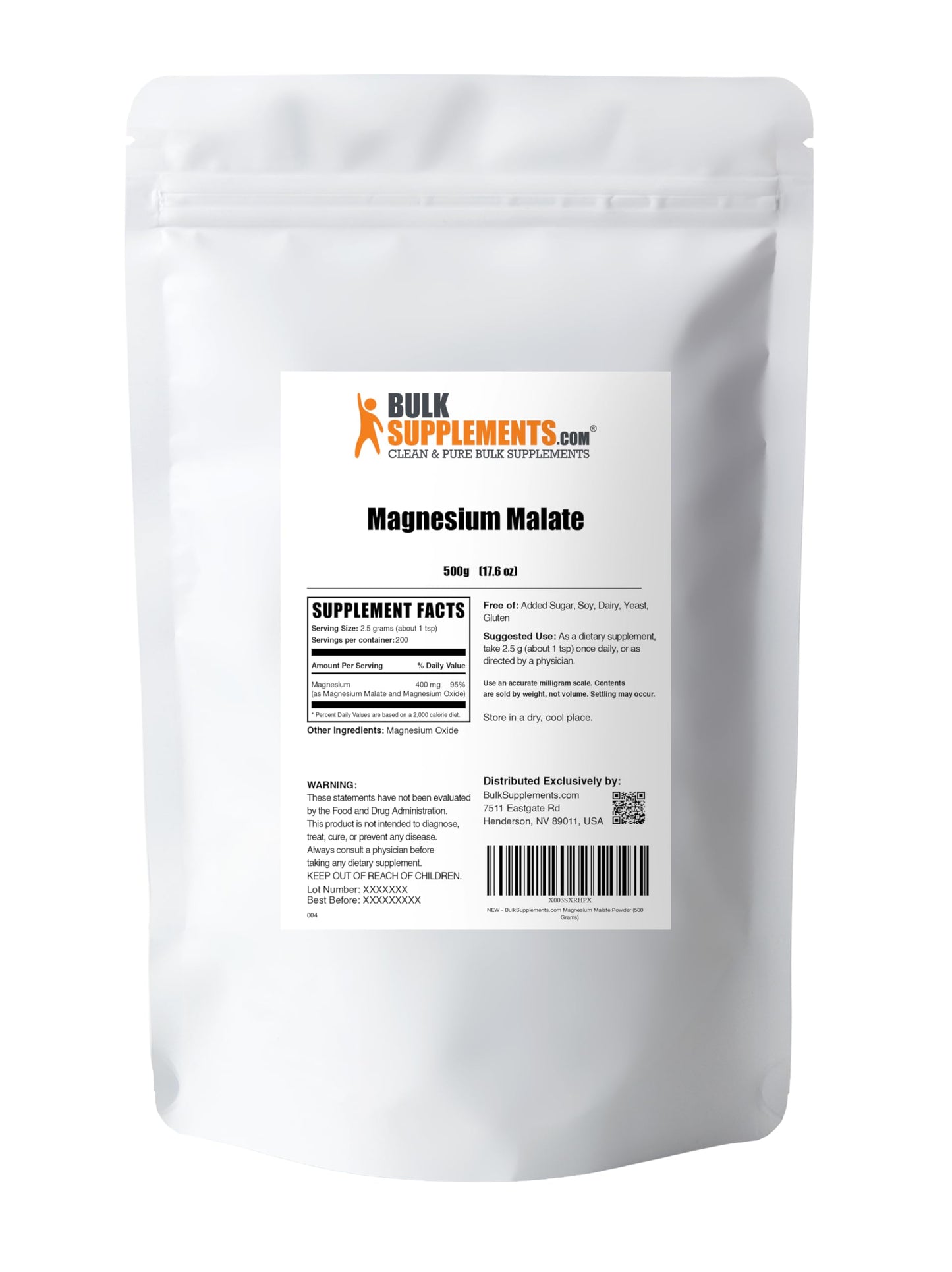 BulkSupplements Magnesium Malate Powder 17.64 Ounce