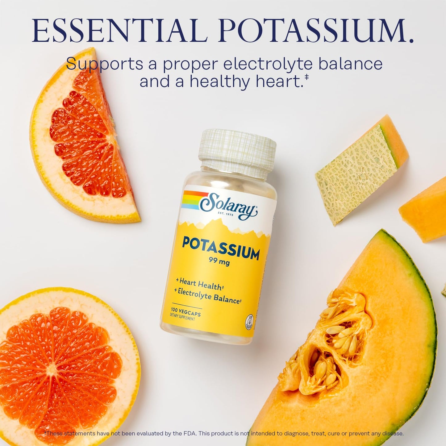 SOLARAY Potassium Supplement Capsules, 100 Vegetable Capsules
