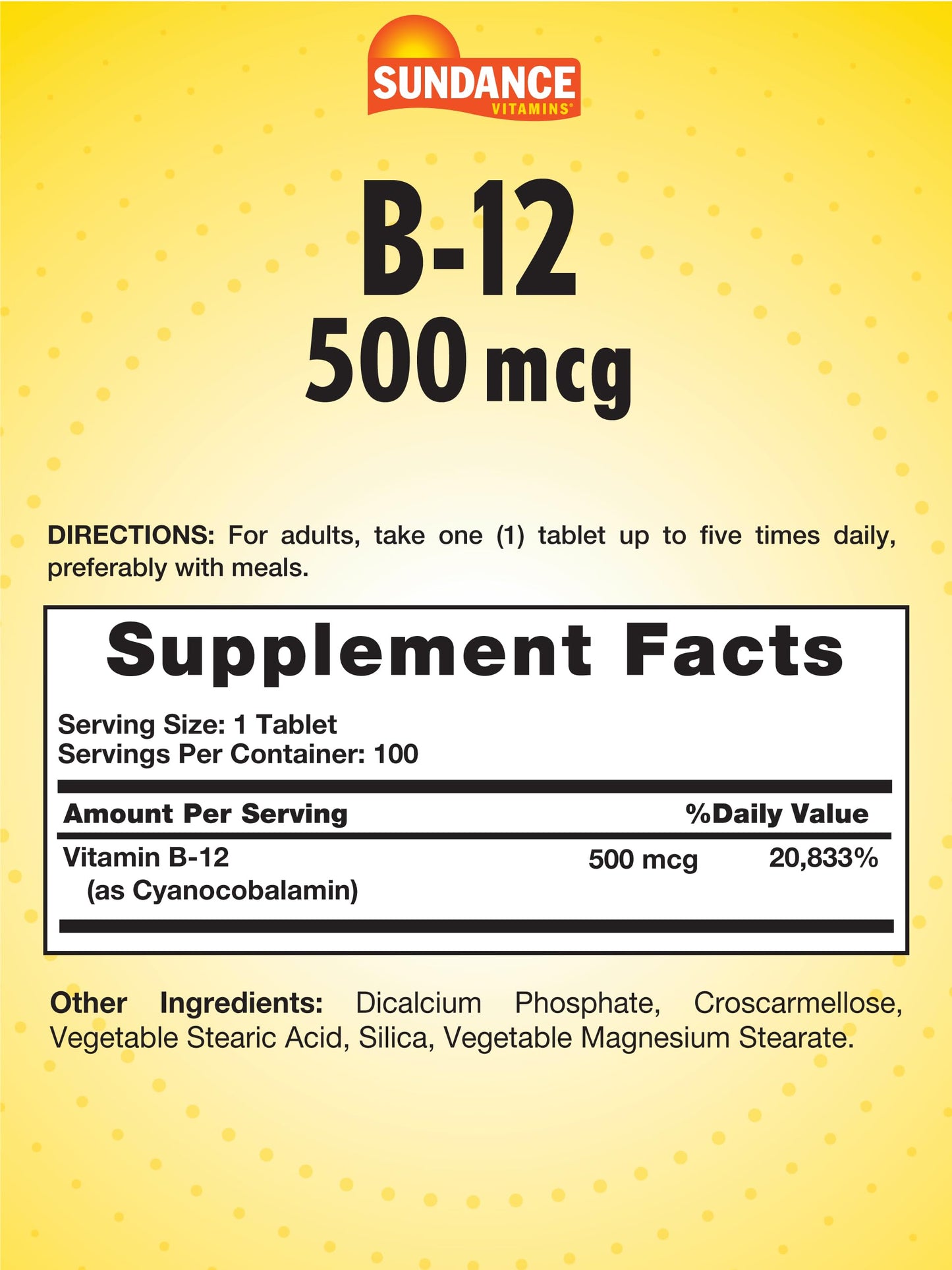 Sundance Vitamin B-12 Tablets, 90 Count