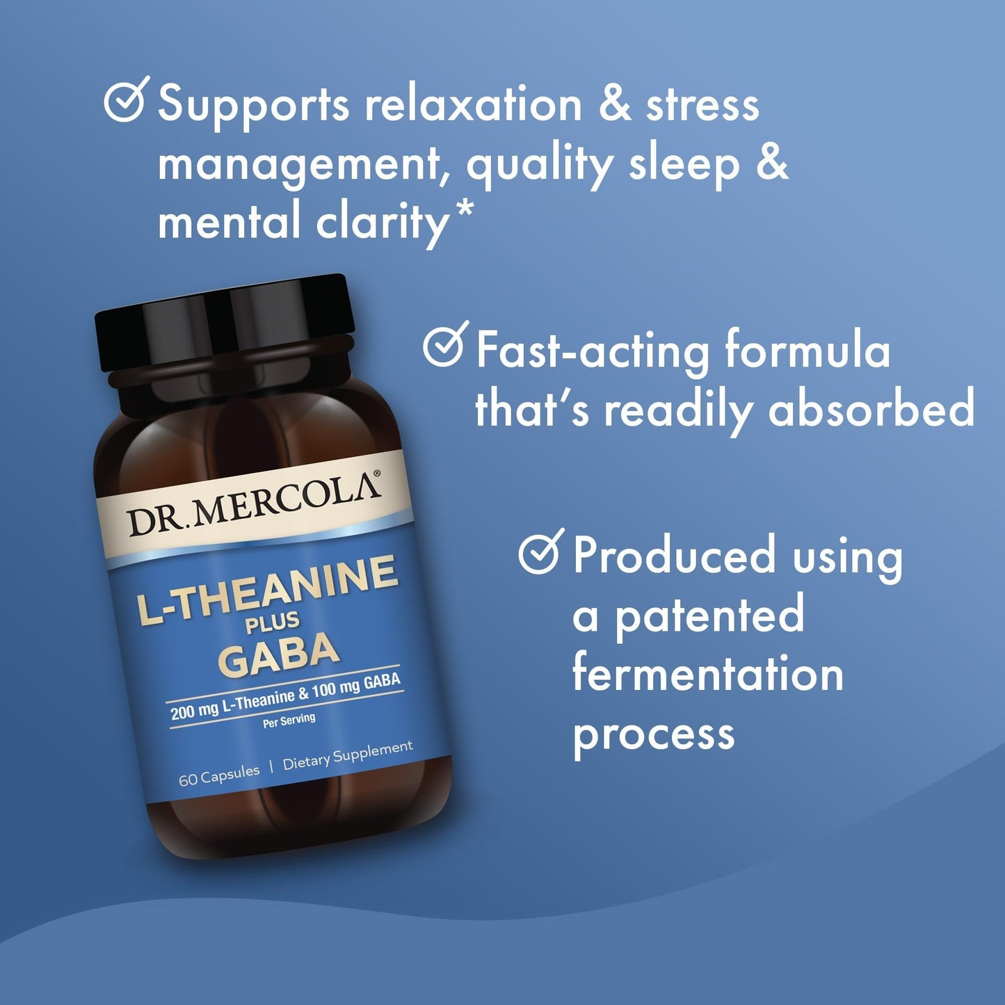 Dr. Mercola L-Theanine Plus GABA, 200 mg, 60 Capsules