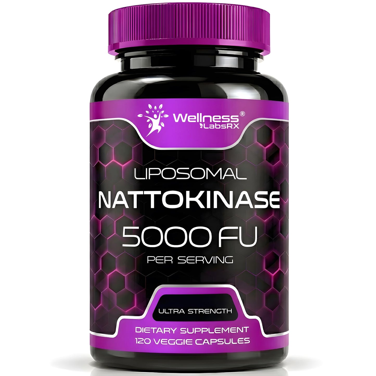 WELLNESS LABSRX Nattokinase Supplement 5000 FU Japanese Natto Enzyme Capsule, 120 Count