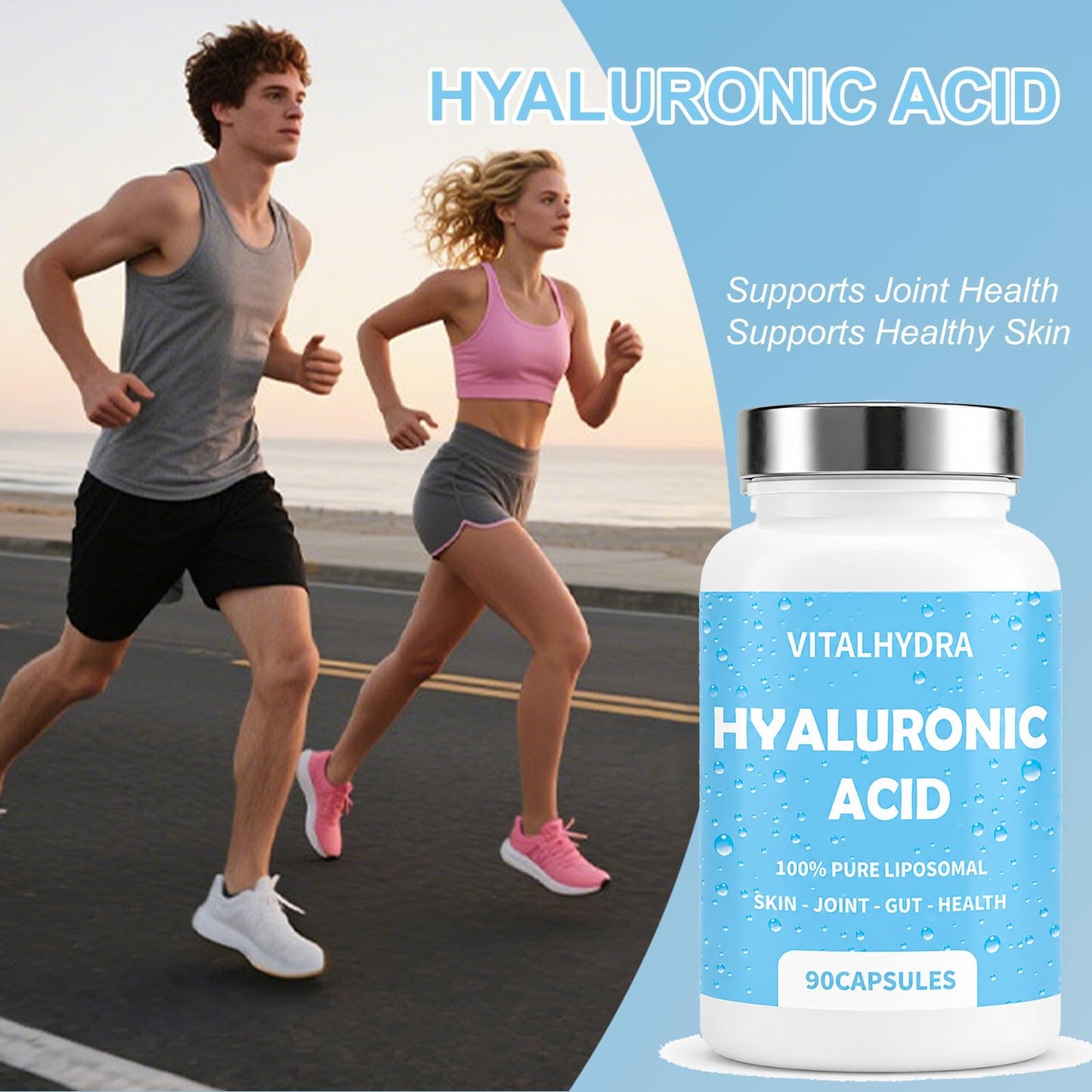 Vitalhydra Hyaluronic Acid Joint Supplements, Non-GMO, Gluten Free, 1 Capsule