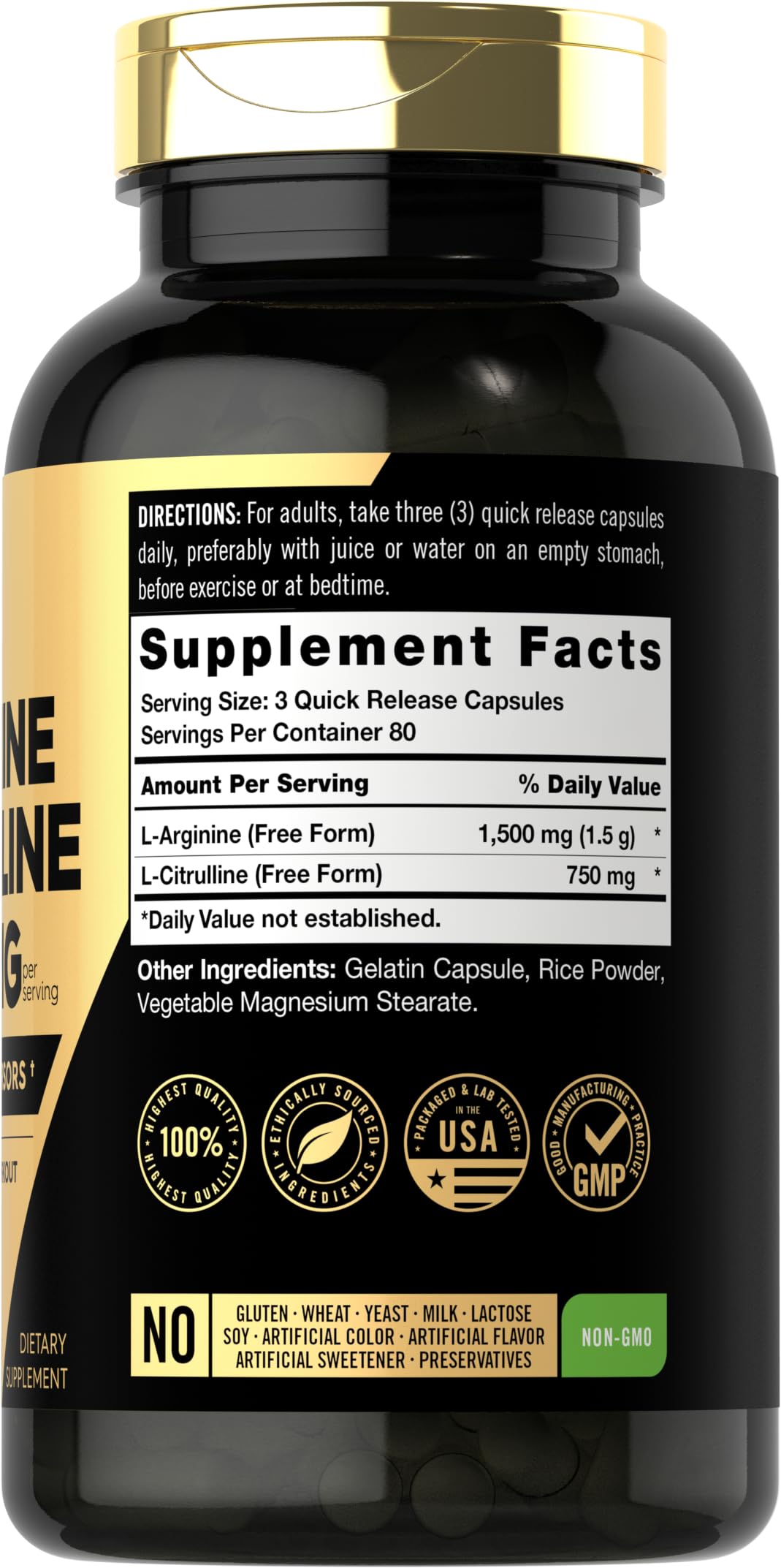 Carlyle L-Arginine L-Citrulline Supplement Capsule, 240 Capsules