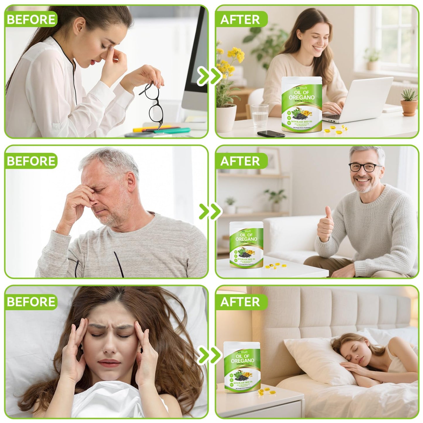 Mtmult Oil of Oregano with Black Seed Oil 6000mg & Moringa Softgels, 180 Softgels