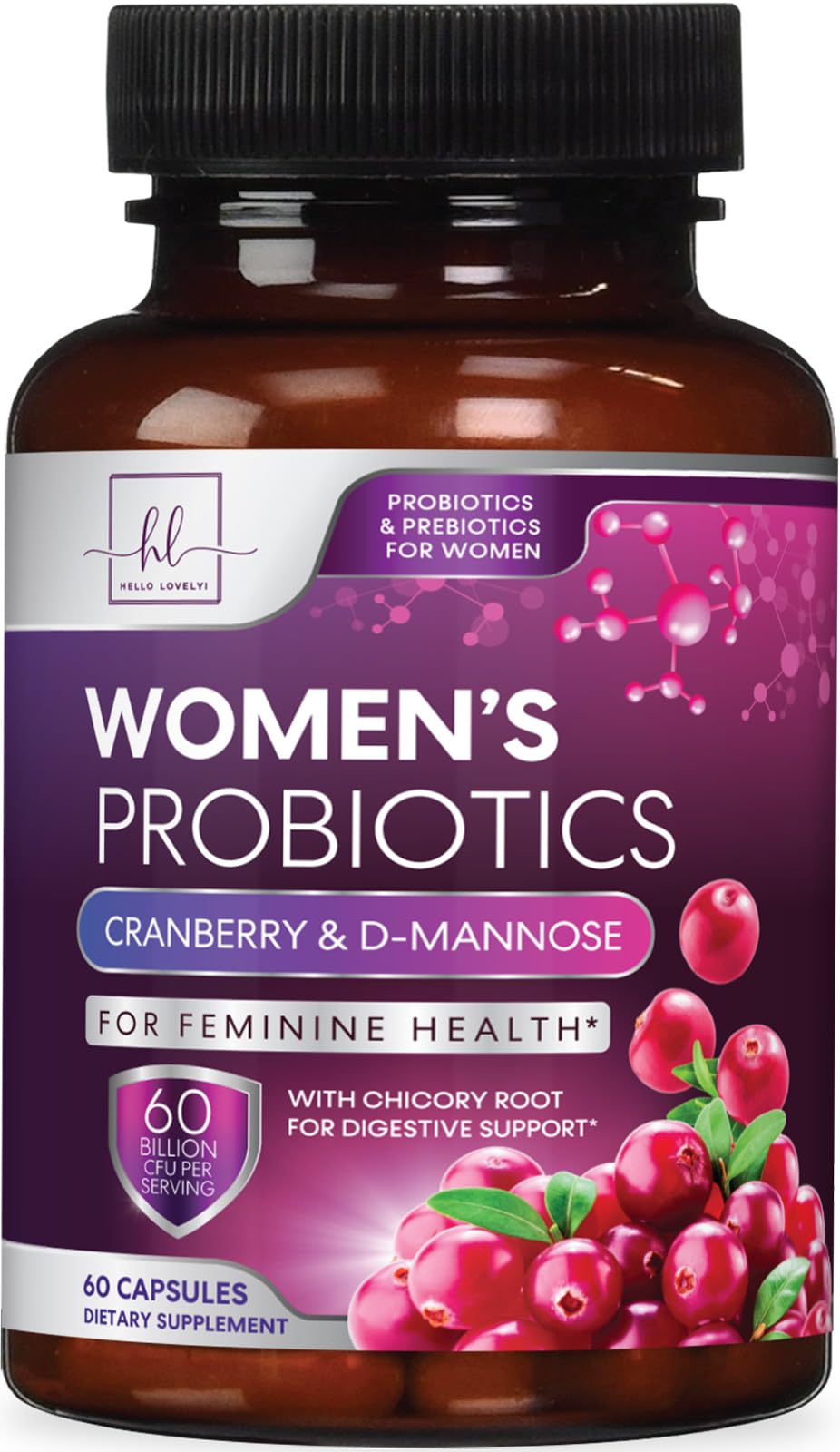 Hello Lovely! Probiotics for Women - Prebiotic and Probiotic Blend 60 Billion CFU Per Serving - 16 Strain Women's Probiotic for pH Balance & Vaginal Support - Digestive & Immune Support, Capsule, 60 Count