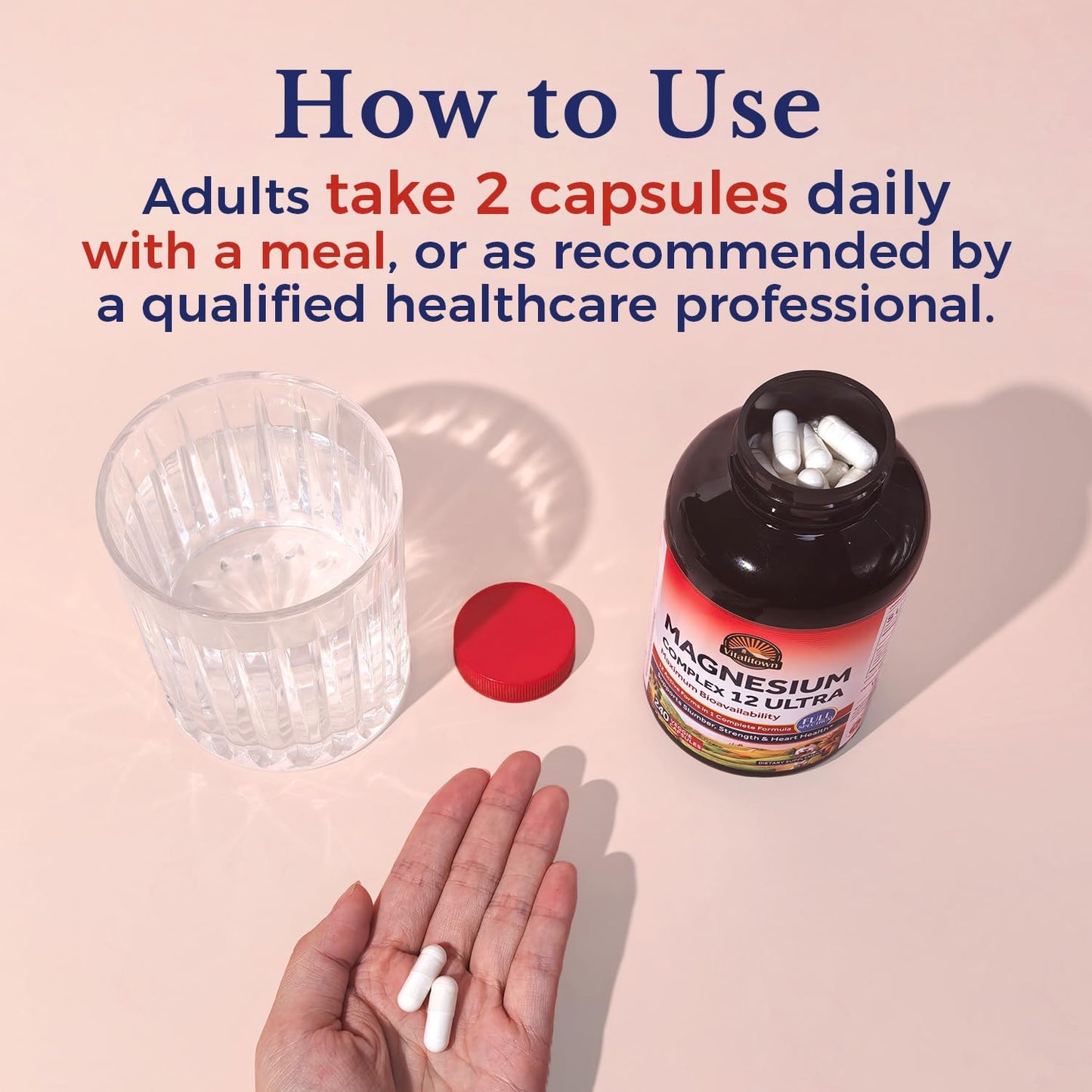 Vitalitown Magnesium Complex Supplement Capsules, 240 Capsules