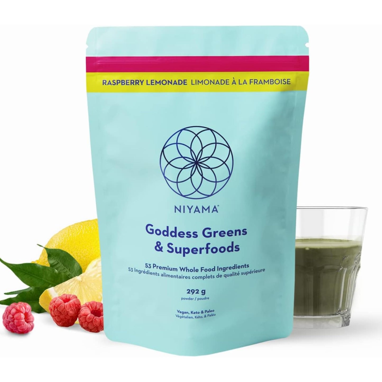 Niyama Goddess Greens Superfood Powder Raspberry Lemonade Flavour, 10.3 Ounce