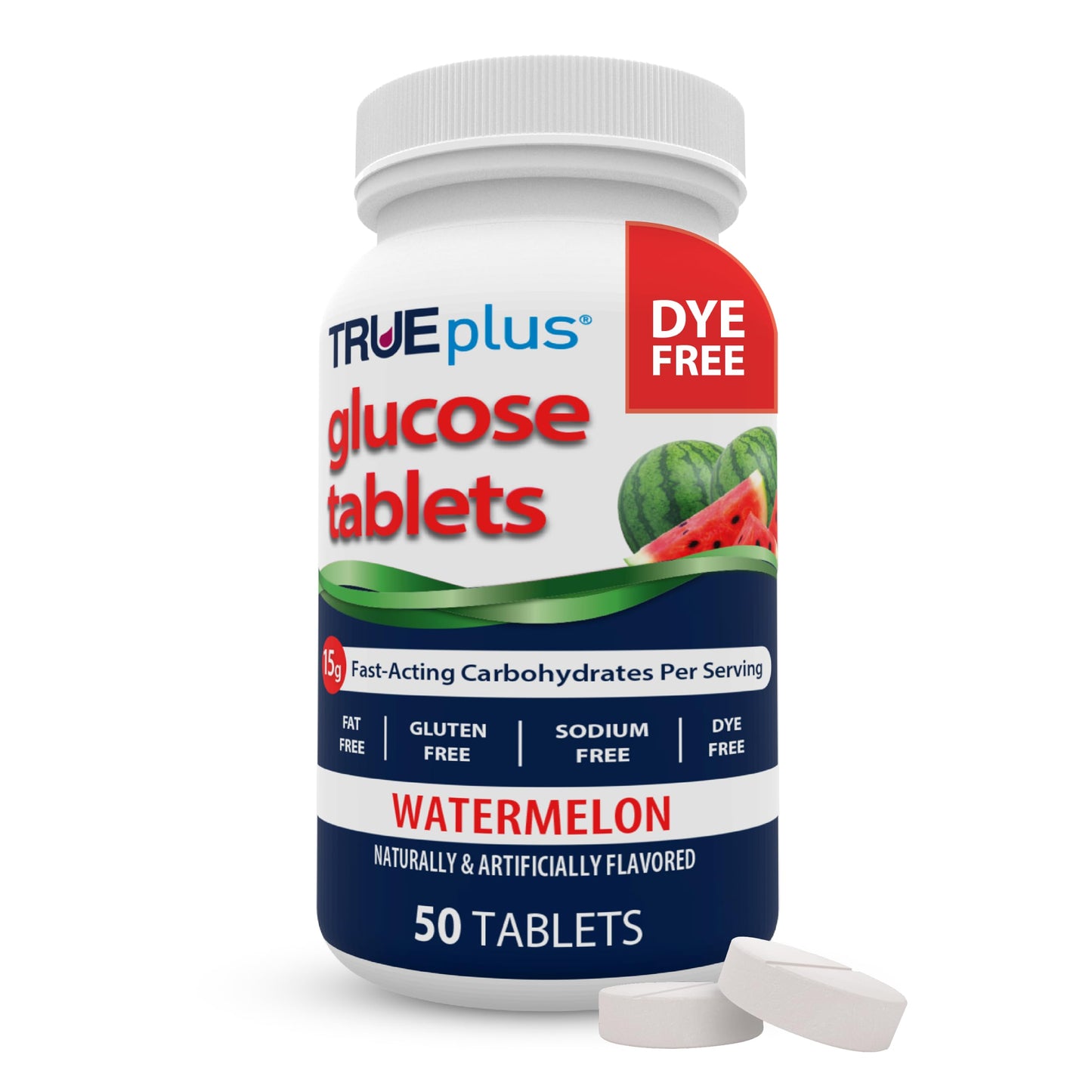 TRUEplus Glucose Tablets Watermelon Flavor, 50 Tablets