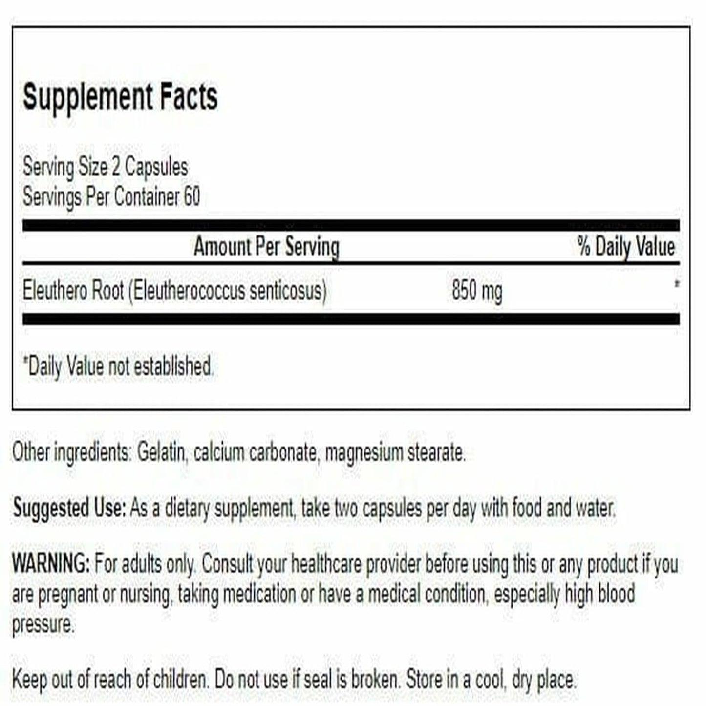 Swanson Eleuthero Root 425 Milligrams Capsules 120 Count