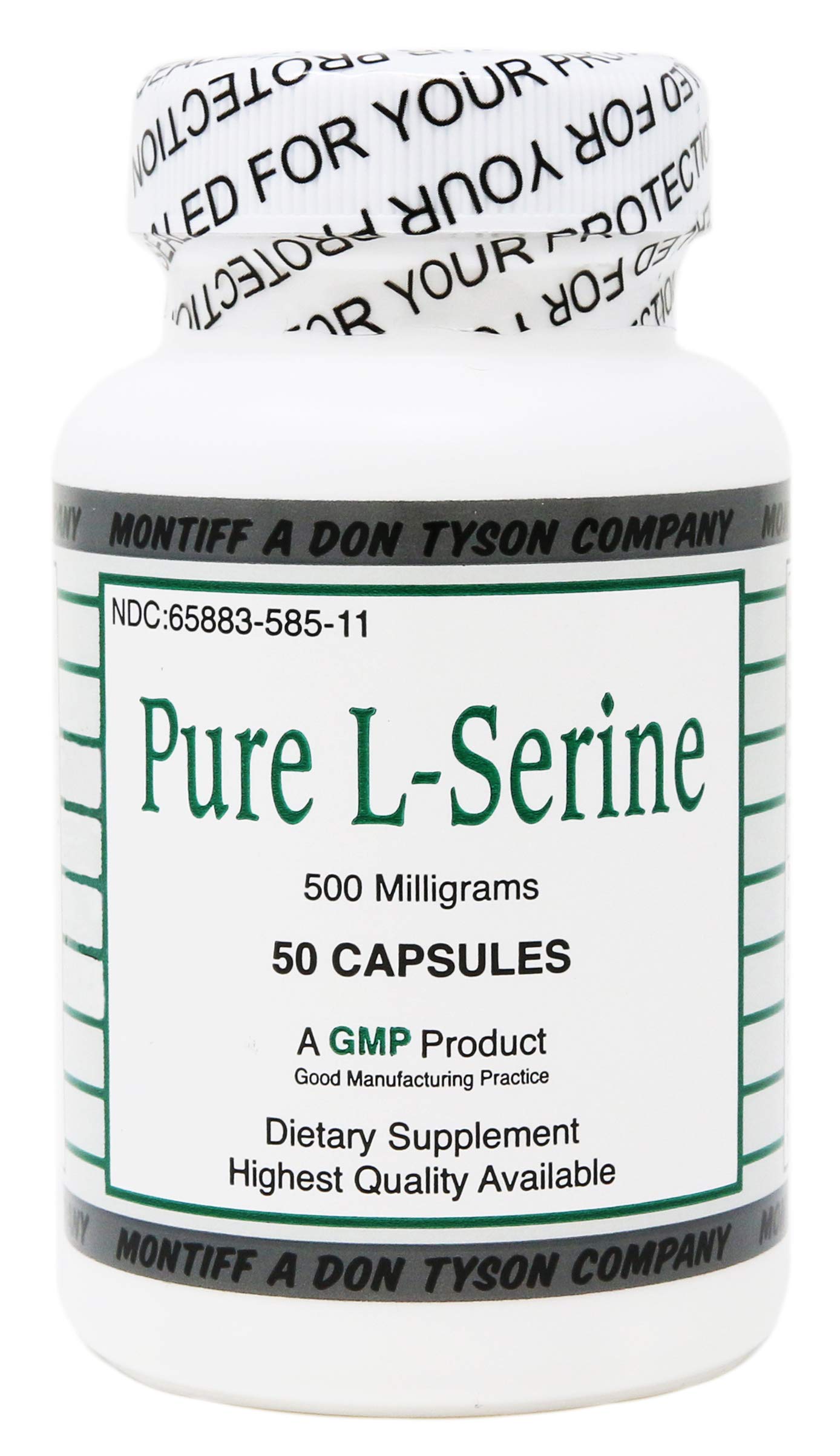 Montiff Pure L-Serine 500 mg Capsules, 50 Count