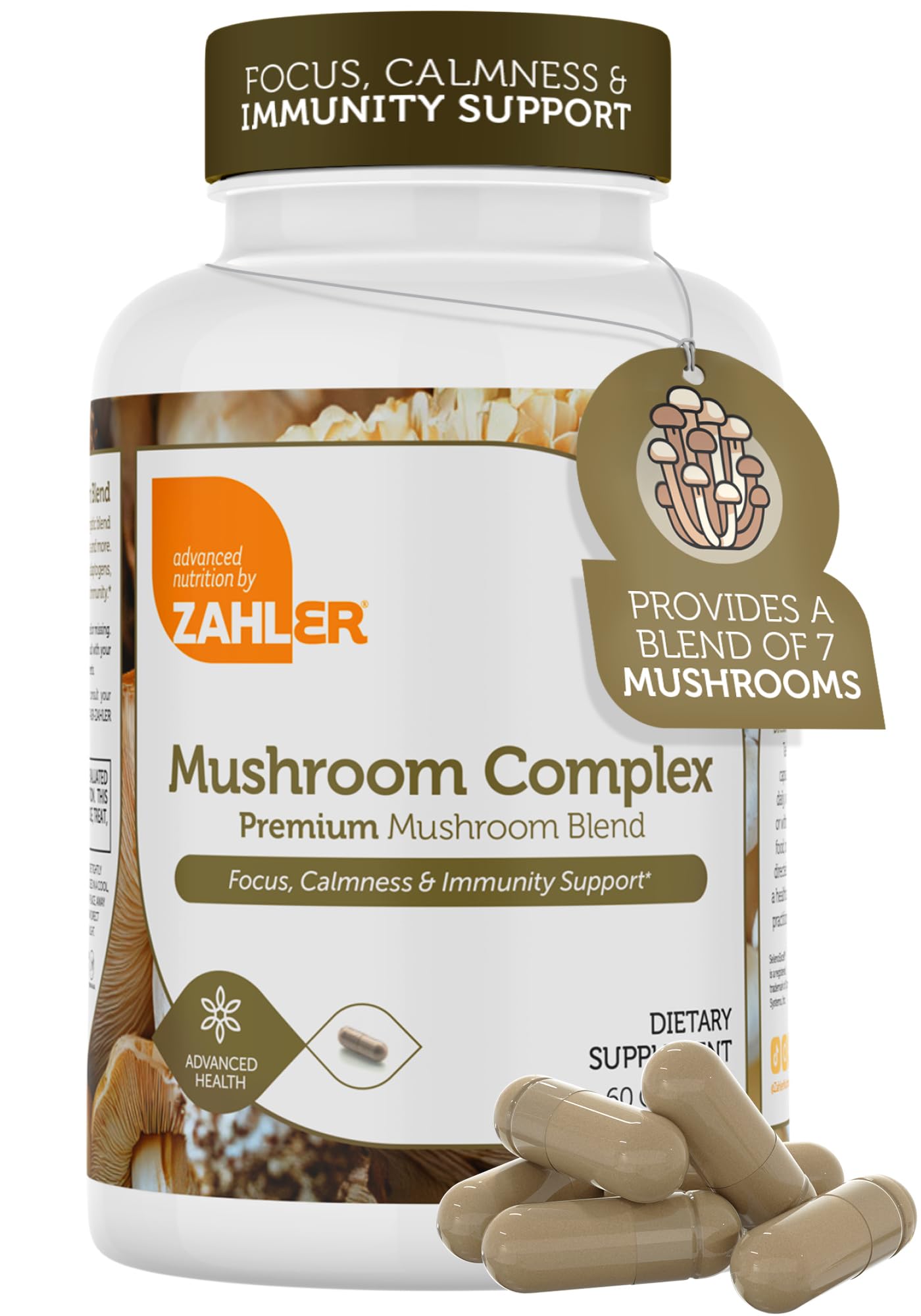 Zahler Mushroom Complex Premium Mushroom Blend, Focus, Calmness & Immunity Support, 60 Capsules