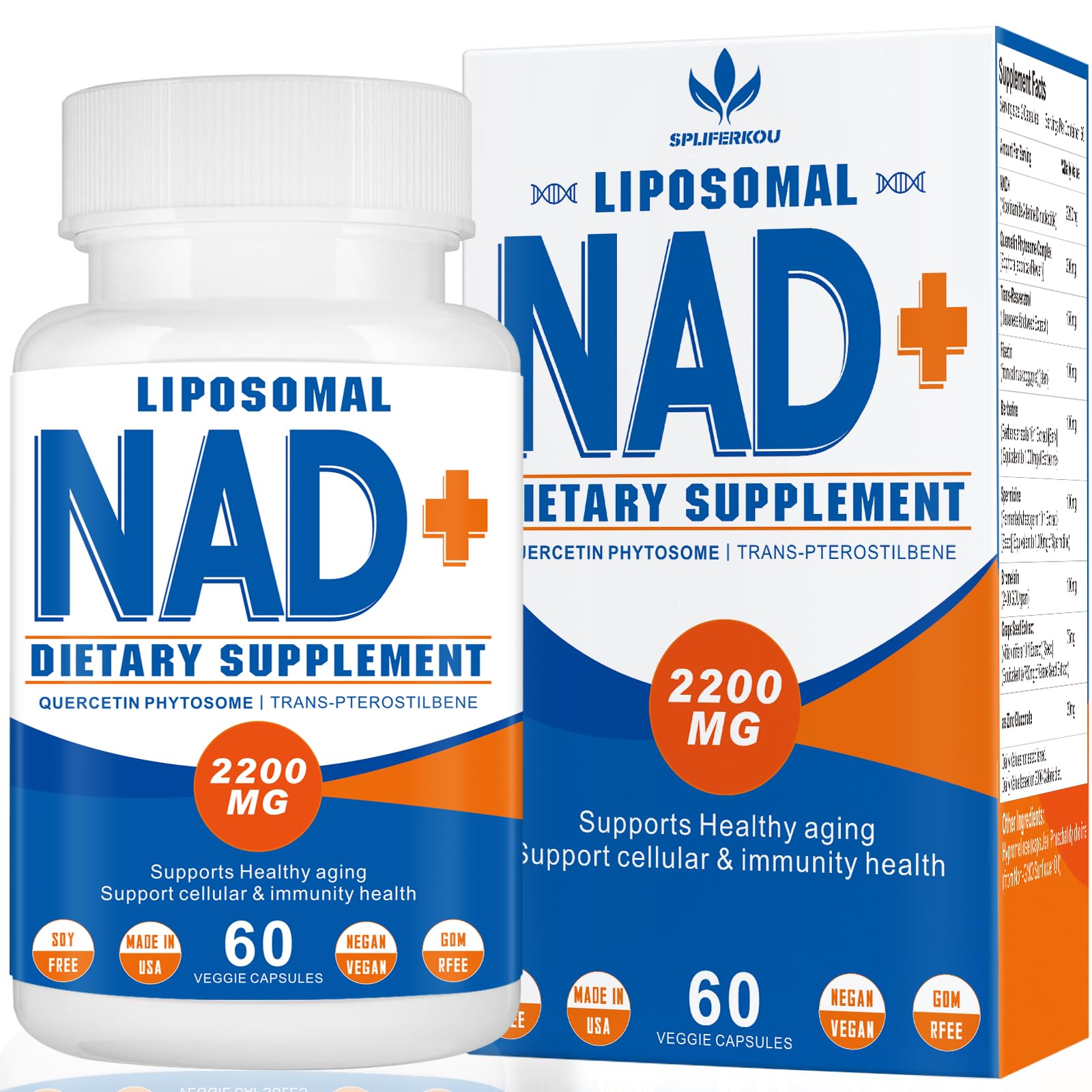 Spliferkou Liposomal NAD+ Supplement 2200mg, Capsule, 60 Capsules