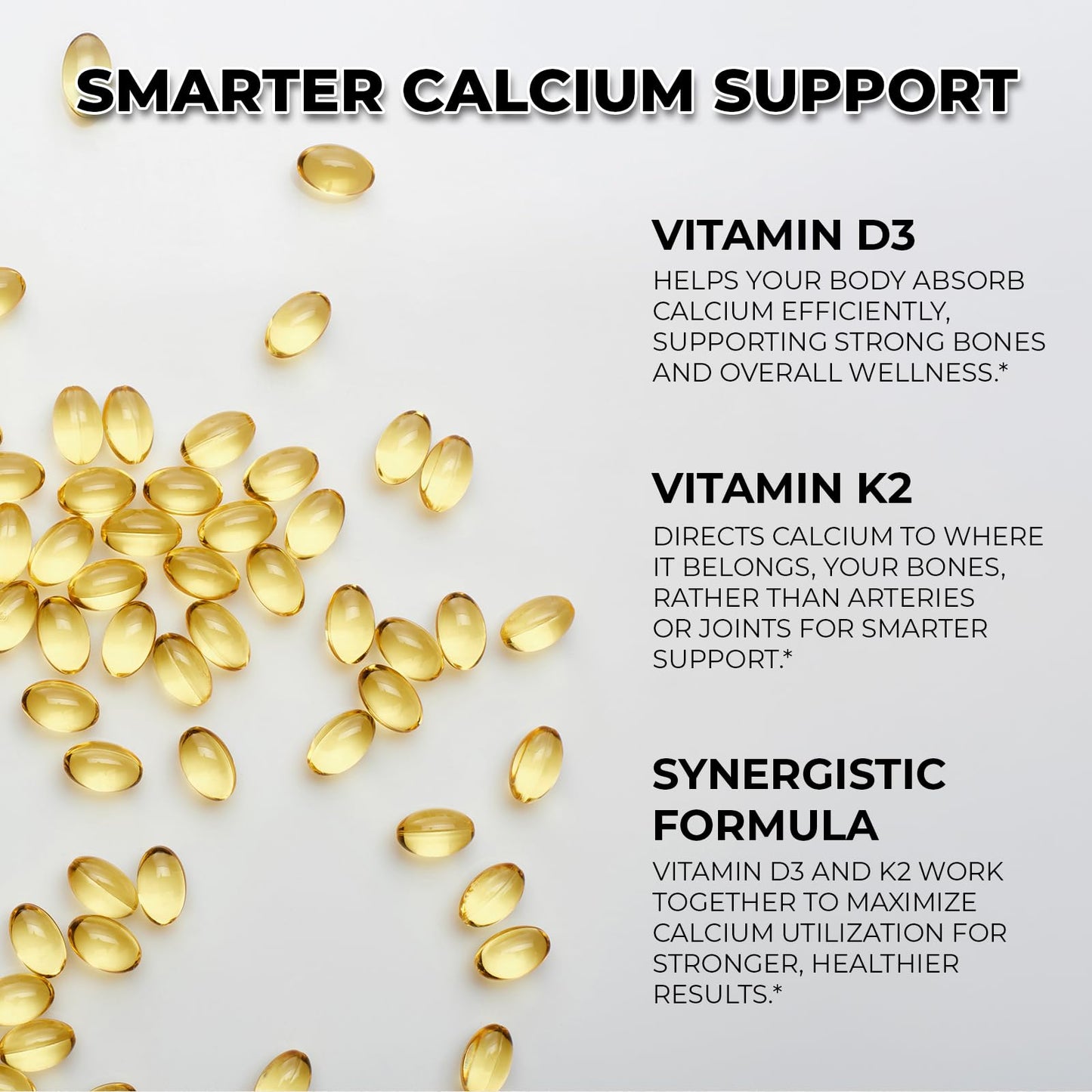 Inhale Vitamin D3 + K2 with Coconut Oil – 5000 IU D3 & 100 mcg MK7 K2 for Bone, Heart & Immune Support Softgels 120