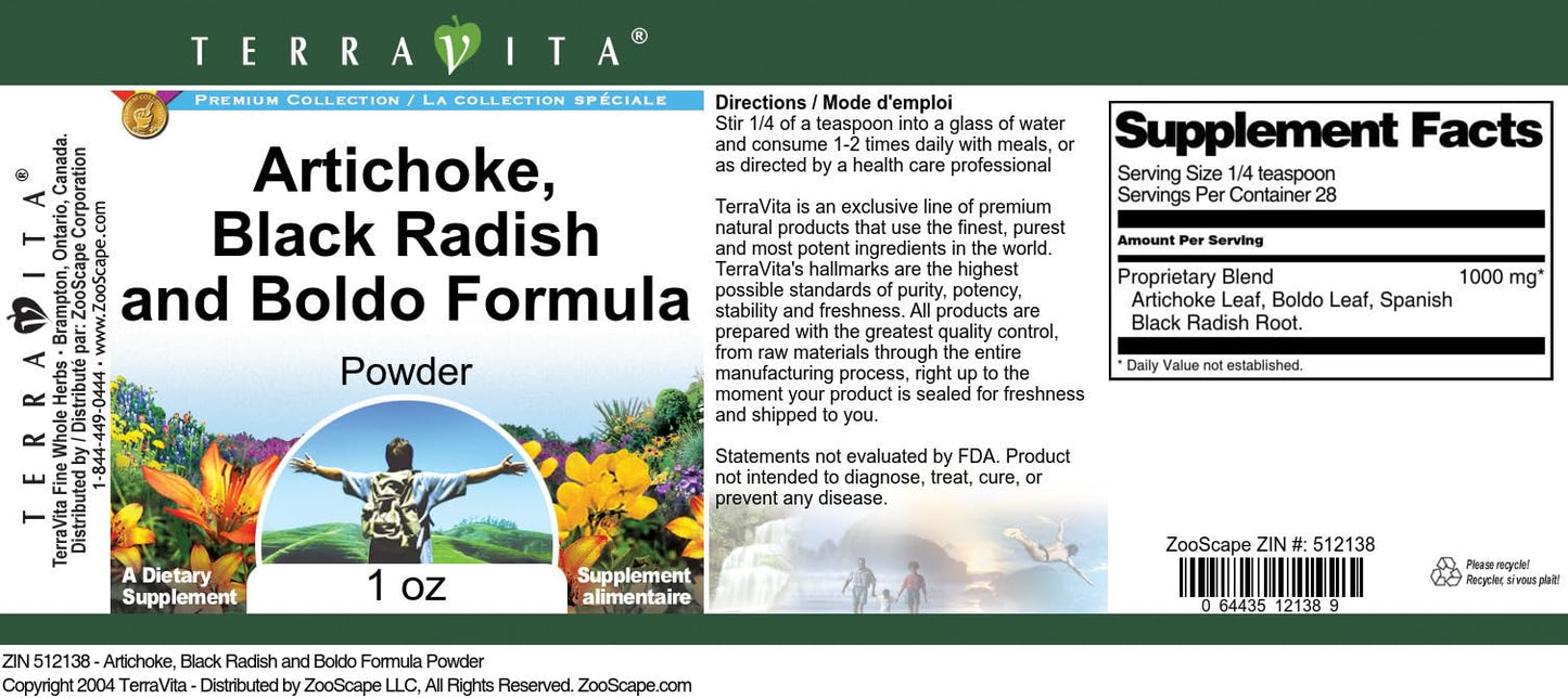 Terravita Artichoke, Black Radish and Boldo Formula Powder 1 oz