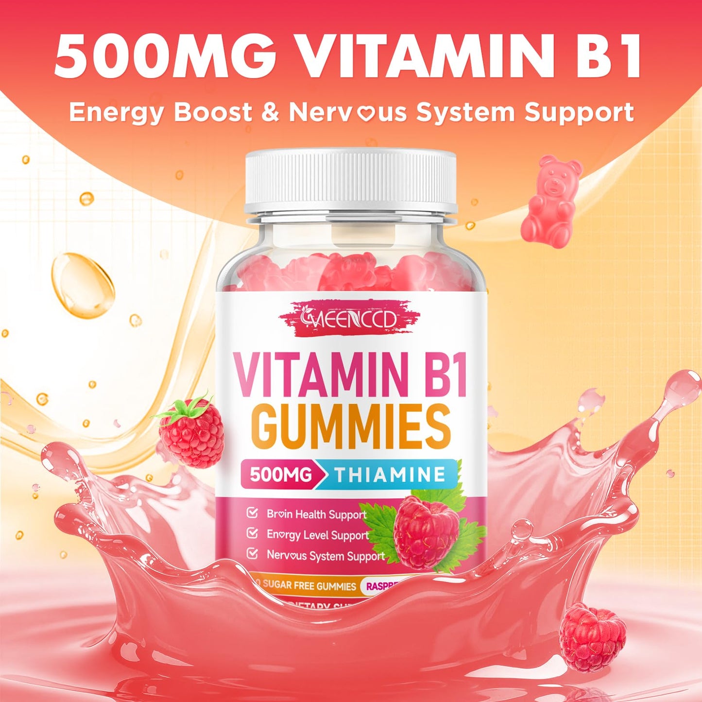 MEENCCD Vitamin B1 Gummies 120 Count