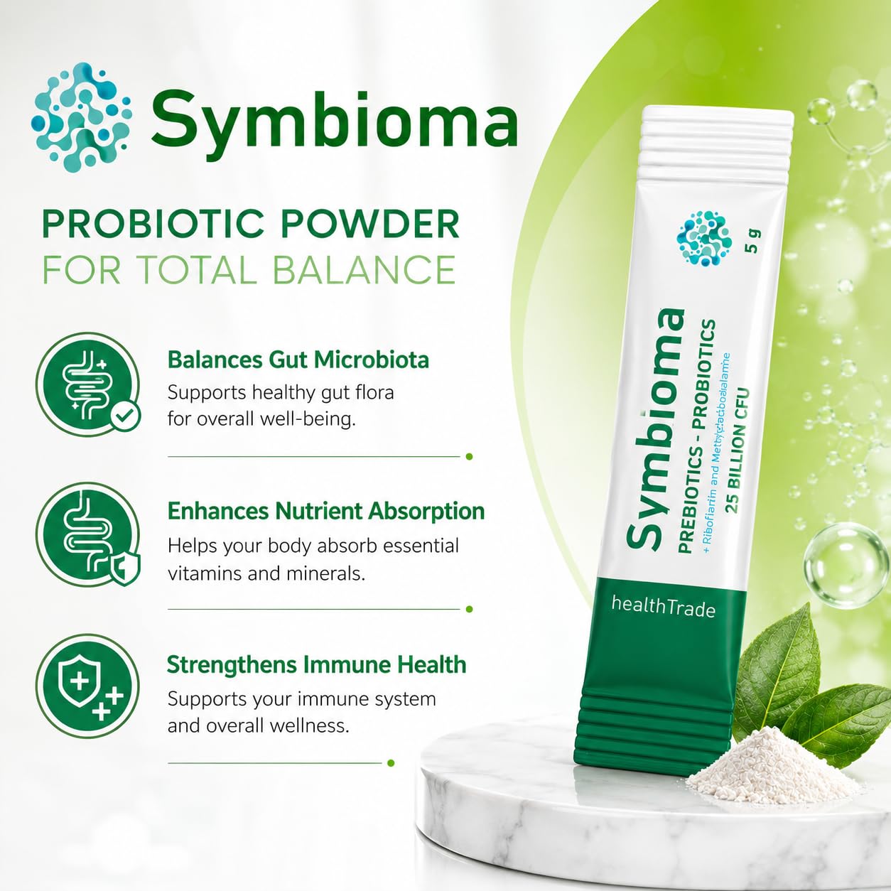 Symbioma Prebiotic Probiotic Powder, 20 Packets
