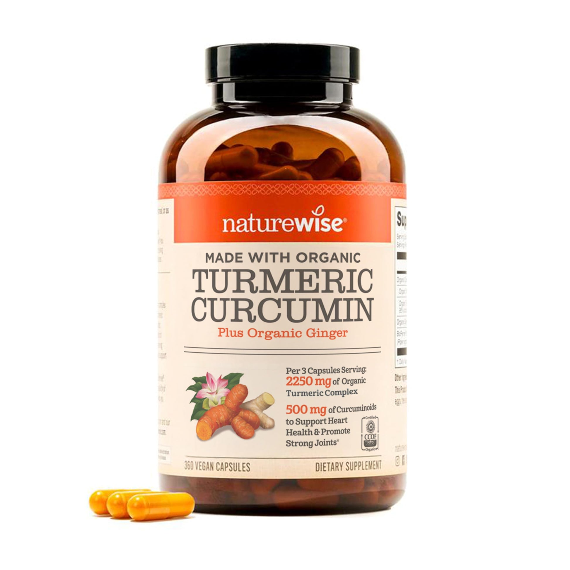NatureWise Turmeric Curcumin 2250mg Supplement with BioPerine, Capsules, 360