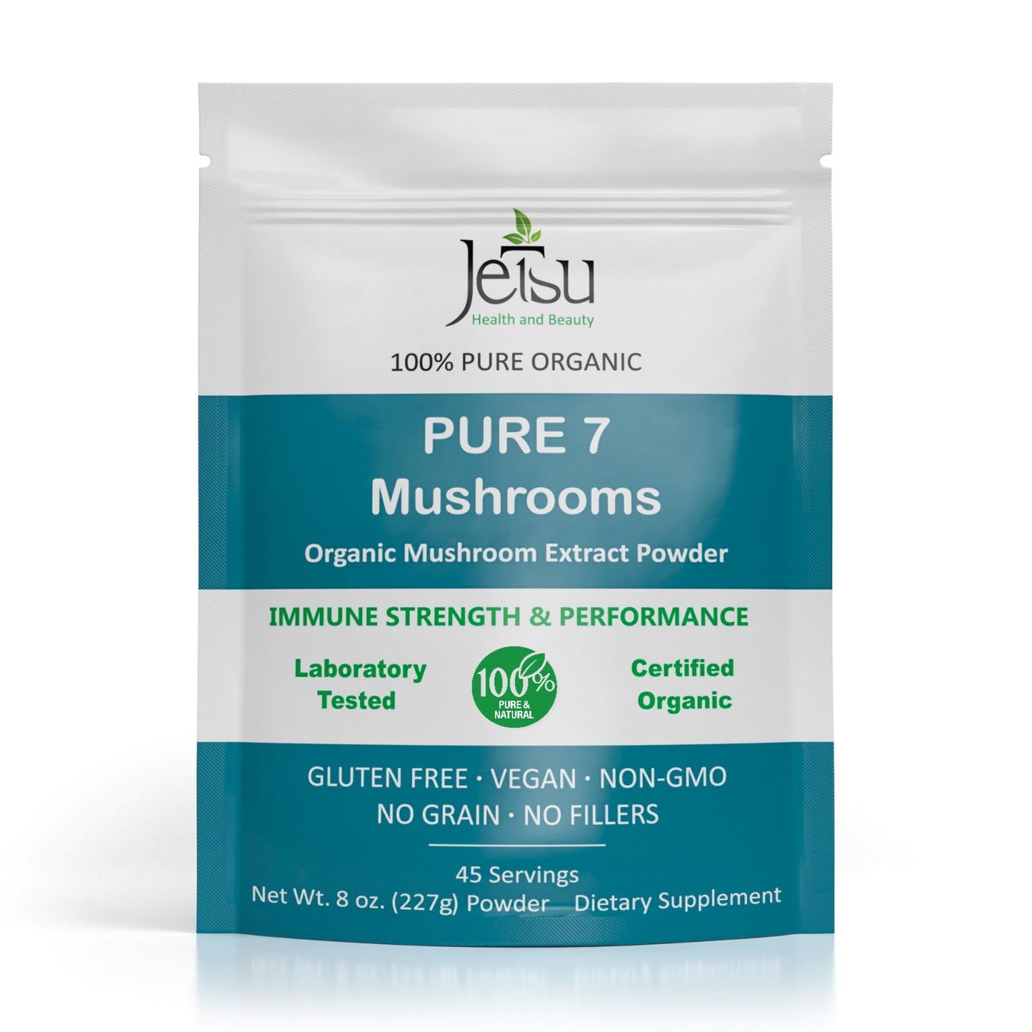 Jetsu Pure 7 Organic Mushroom Extract Powder, 8 oz