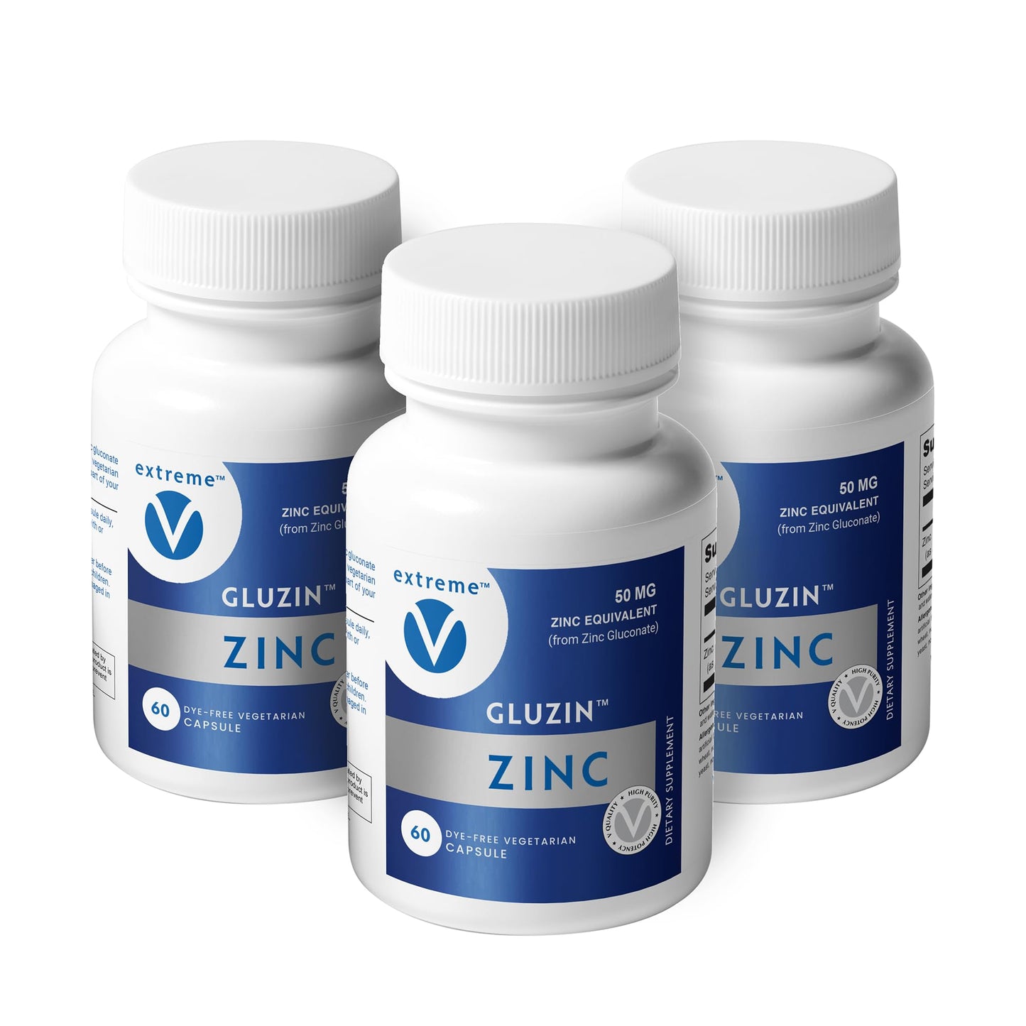 Extreme V Zing MG50 OTC Zinc Gluconate 50mg Capsules, 180 Count
