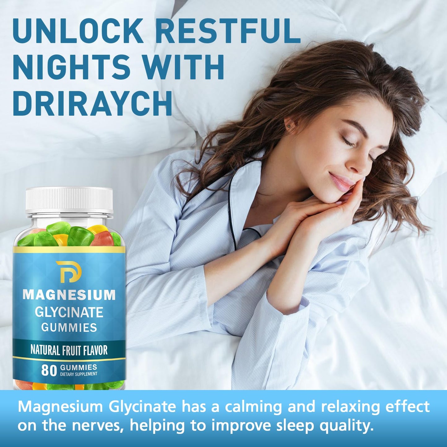 DriRaych Magnesium Glycinate Gummies Sugar Free 400mg Magnesium, 160 Gummies