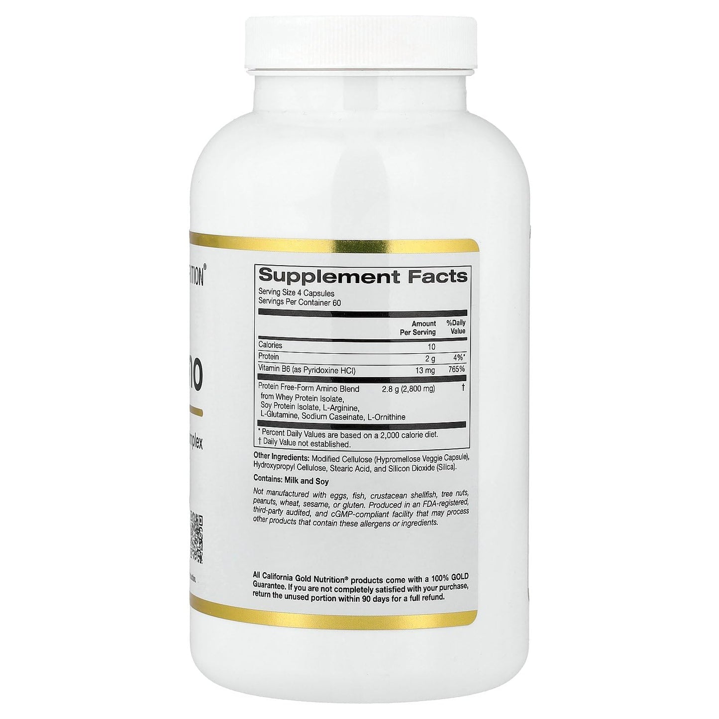 Lake Avenue California Gold Nutrition Total Amino with Vitamin B-6, and 20 Amino Acid Blend Capsules 240