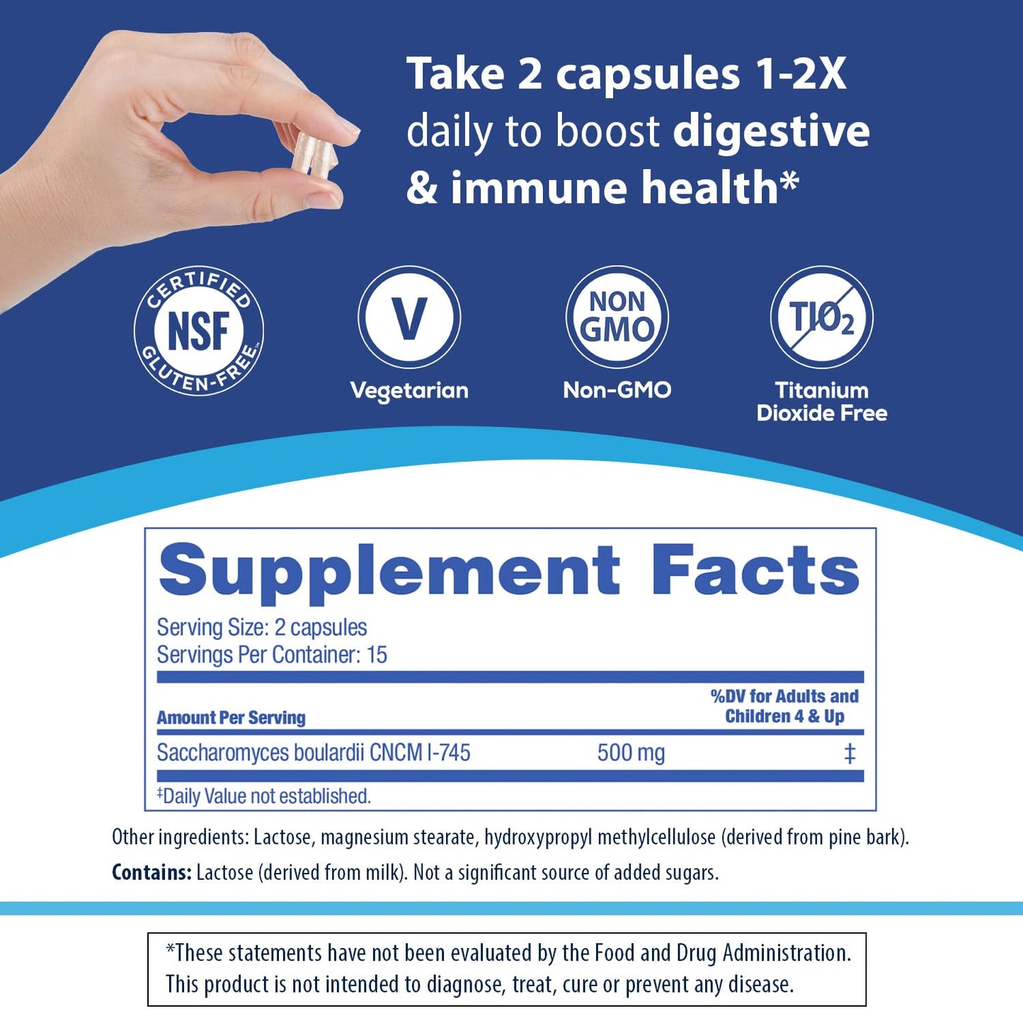 Florastor Probiotics for Digestive and Immune Health Capsules, 30 Count