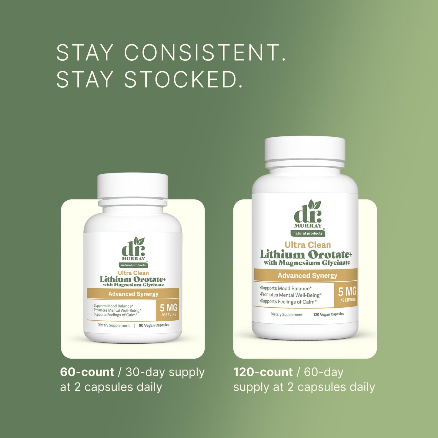 Dr. Murray Natural Products Lithium Orotate with Magnesium Glycinate 5mg Capsules, 120 Count