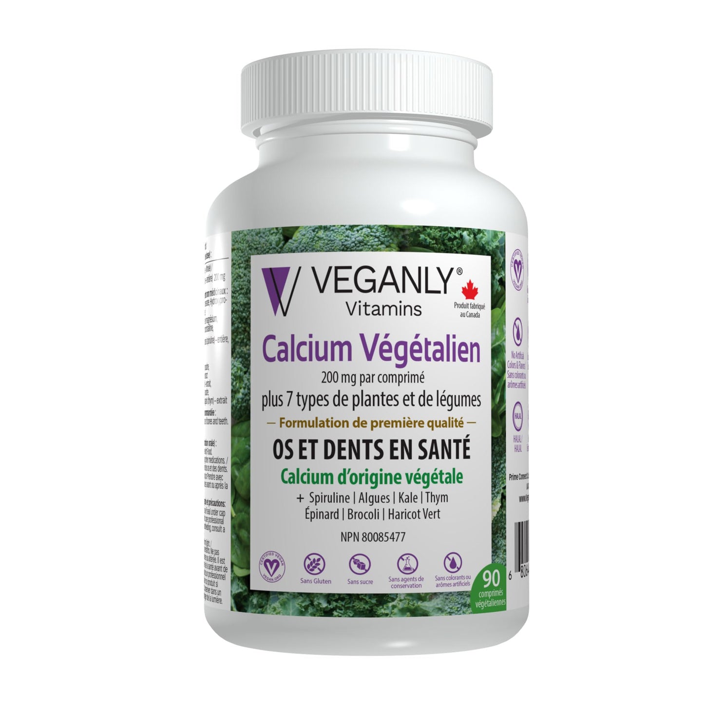 VEGANLY Vitamins Vegan Calcium Plus 7 for Healthy Bones and Teeth Tablets, 90 Tablets
