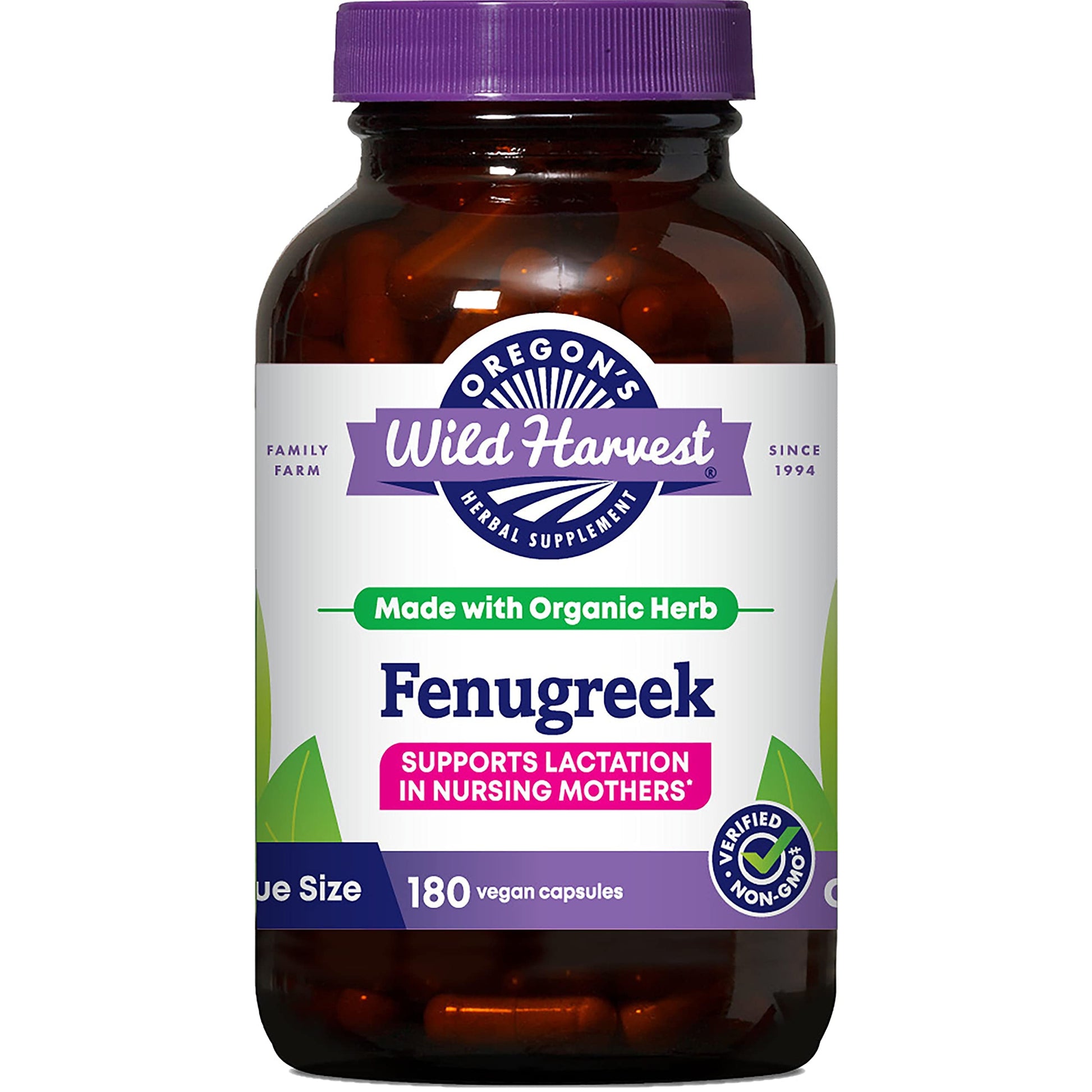 Oregon's Wild Harvest Fenugreek Capsules Organic Non-GMO 180 Count